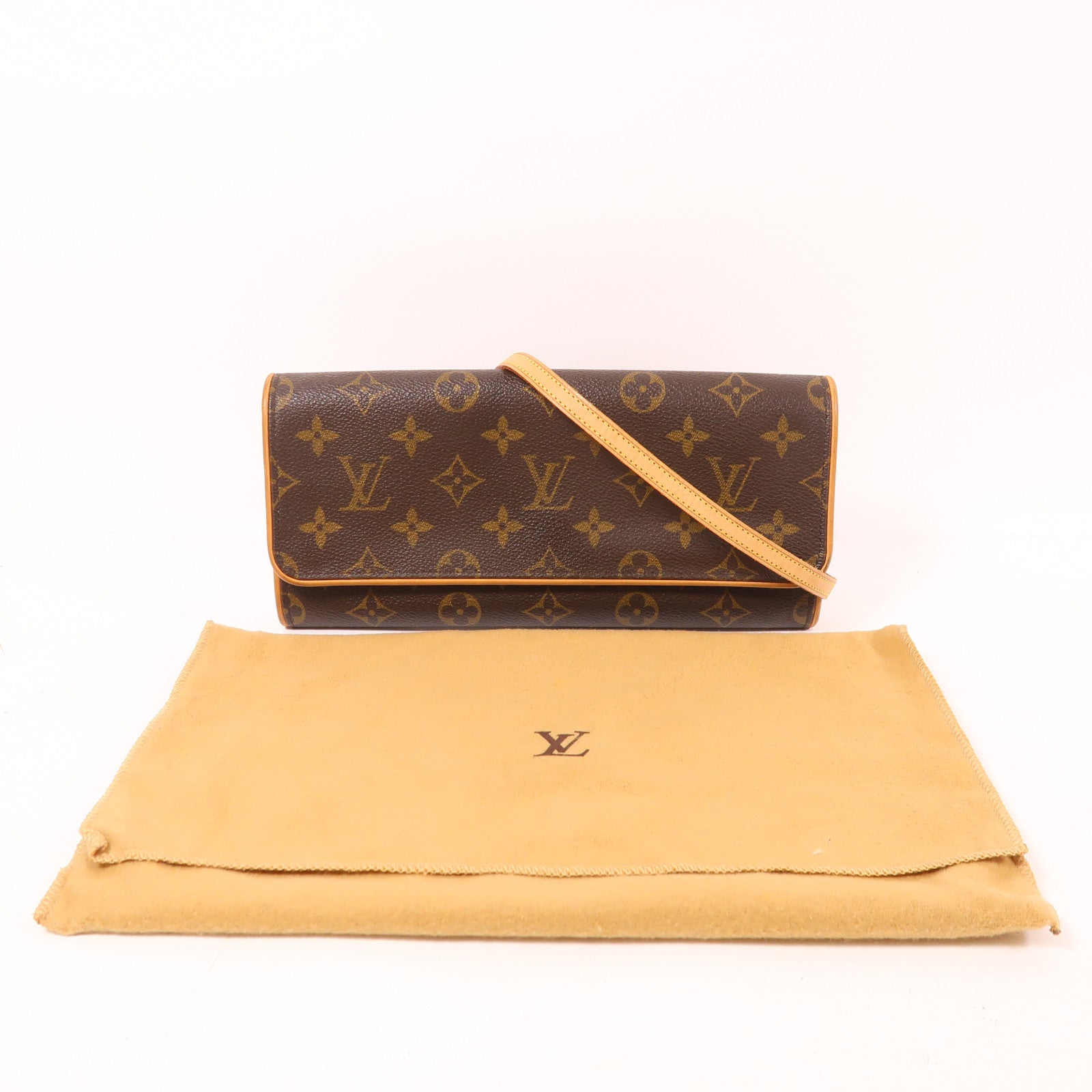 LOUIS VUITTON Monogram Pochette Twin GM金扣肩背袋