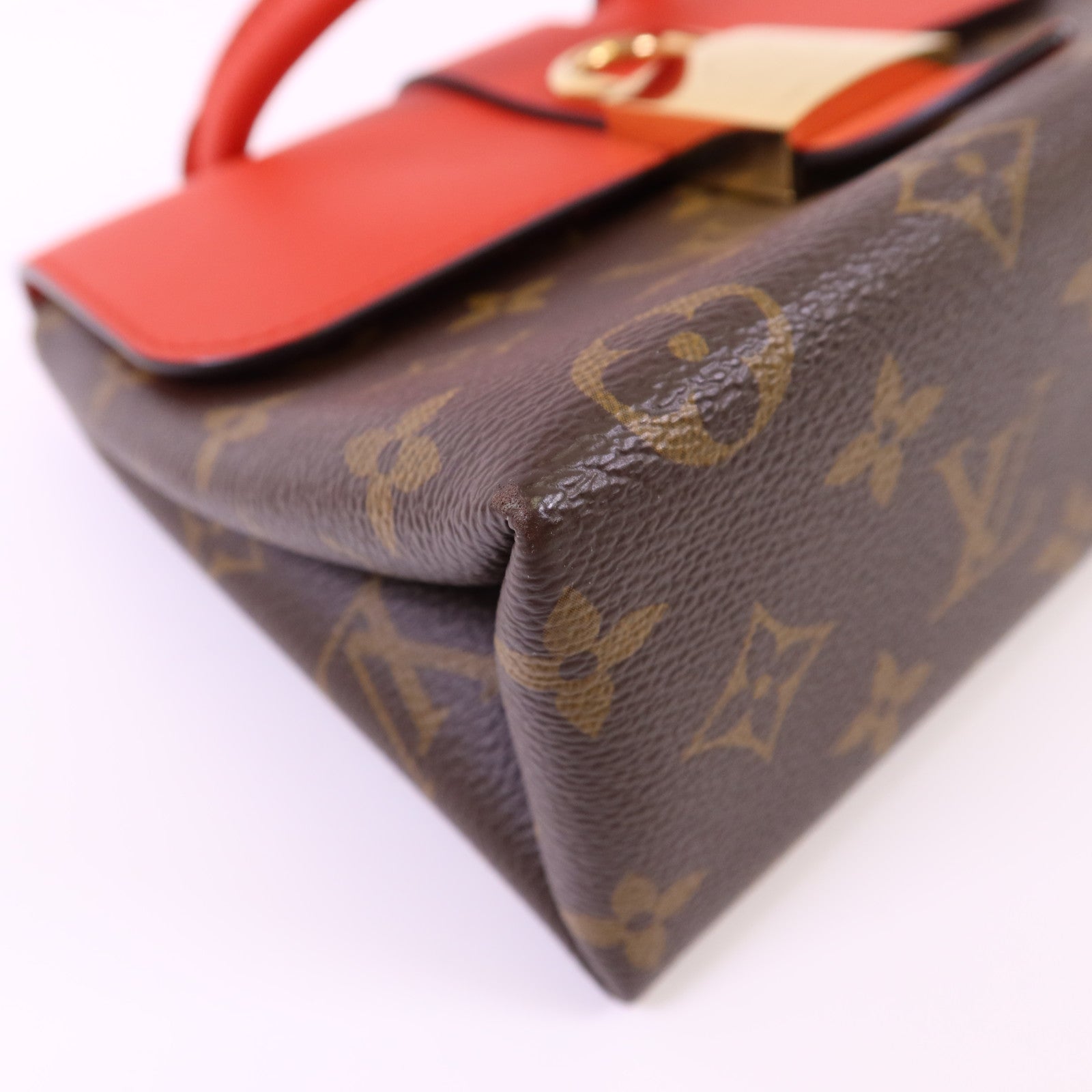 LOUIS VUITTON Monogram Locky BB金扣手挽肩背棕色/紅色