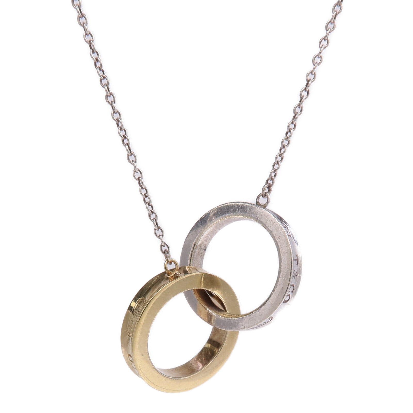 TIFFANY＆CO 18K黃金/925純銀1837 Interlocking Circles Necklace項鍊