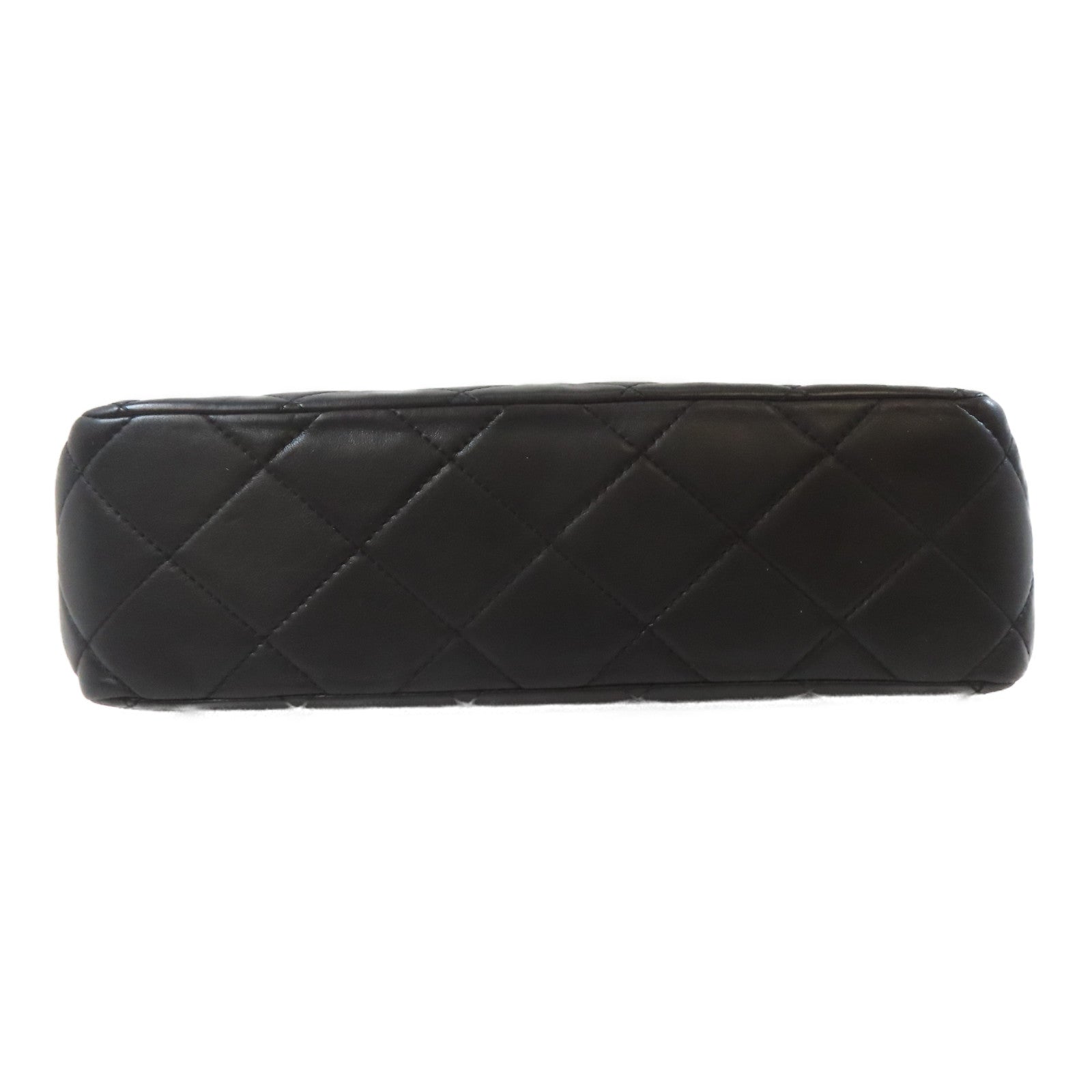 CHANEL 菱格羊皮皮革Chain Shoulder Bag銀扣鏈帶肩背袋黑色