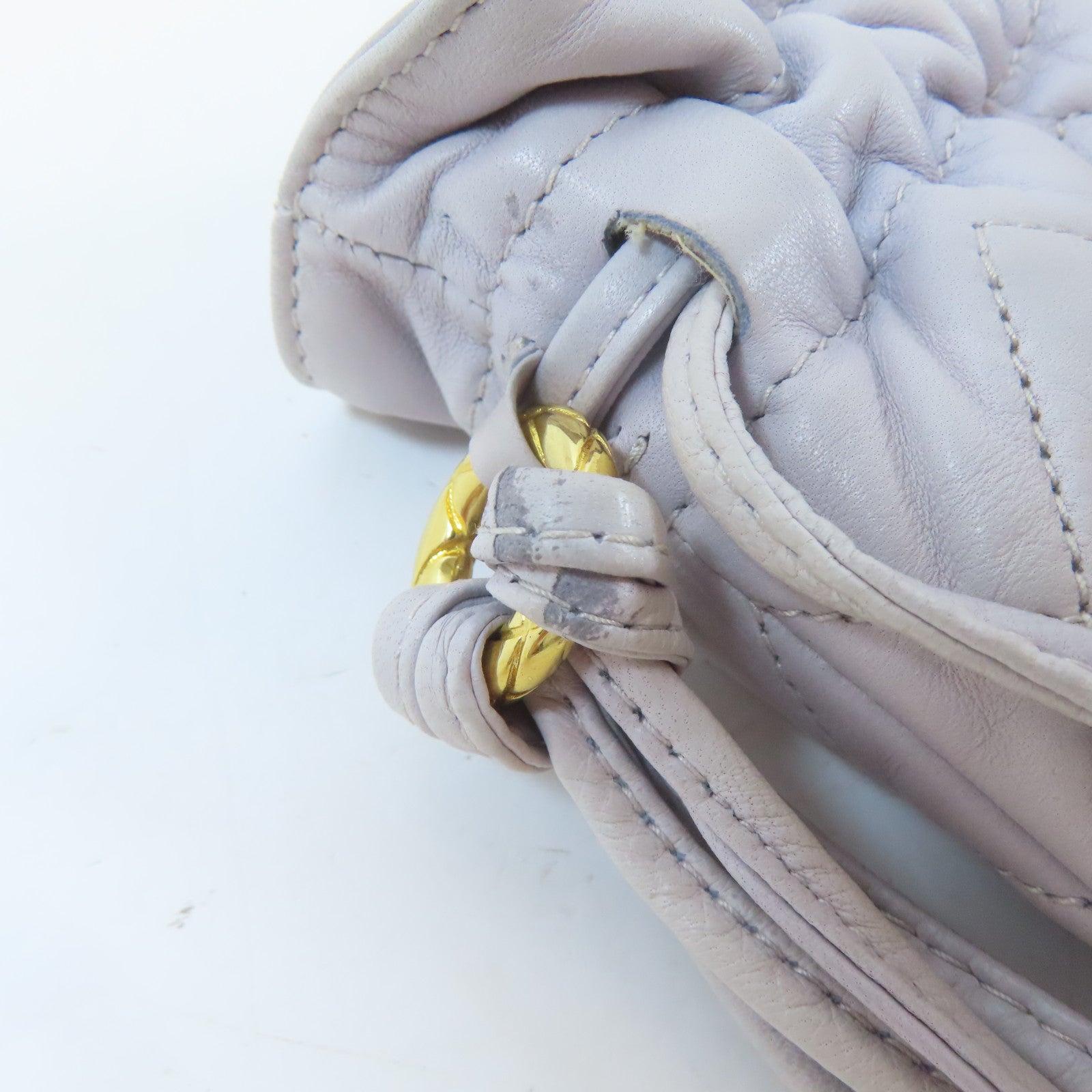 CHANEL 【激減優惠】菱格羊皮皮革Vintage Bucket Bag金扣肩背袋灰色