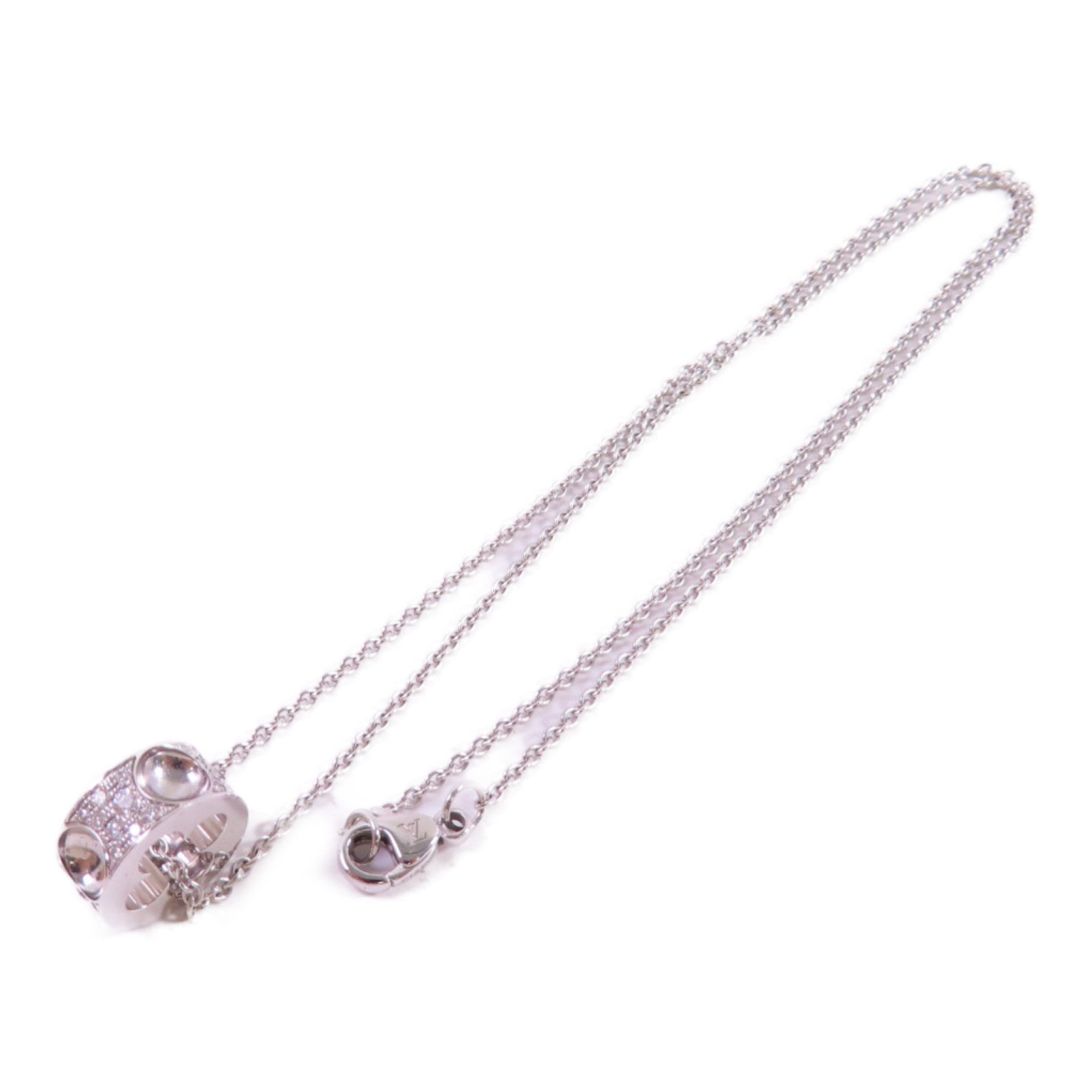 LOUIS VUITTON 18K白金/鑽石Empreinte Diamond Necklace項鏈銀色