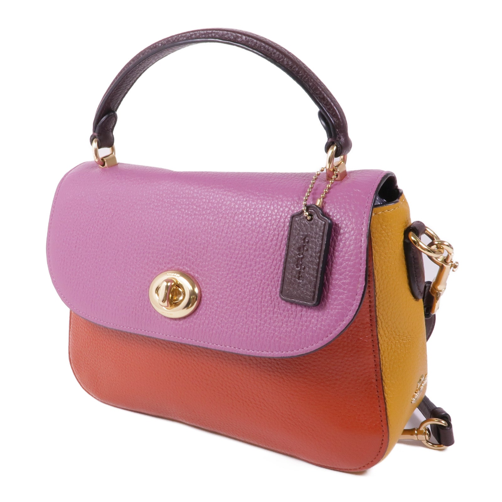 COACH 牛皮皮革2 Way Shoulder金扣手挽肩背兩用袋