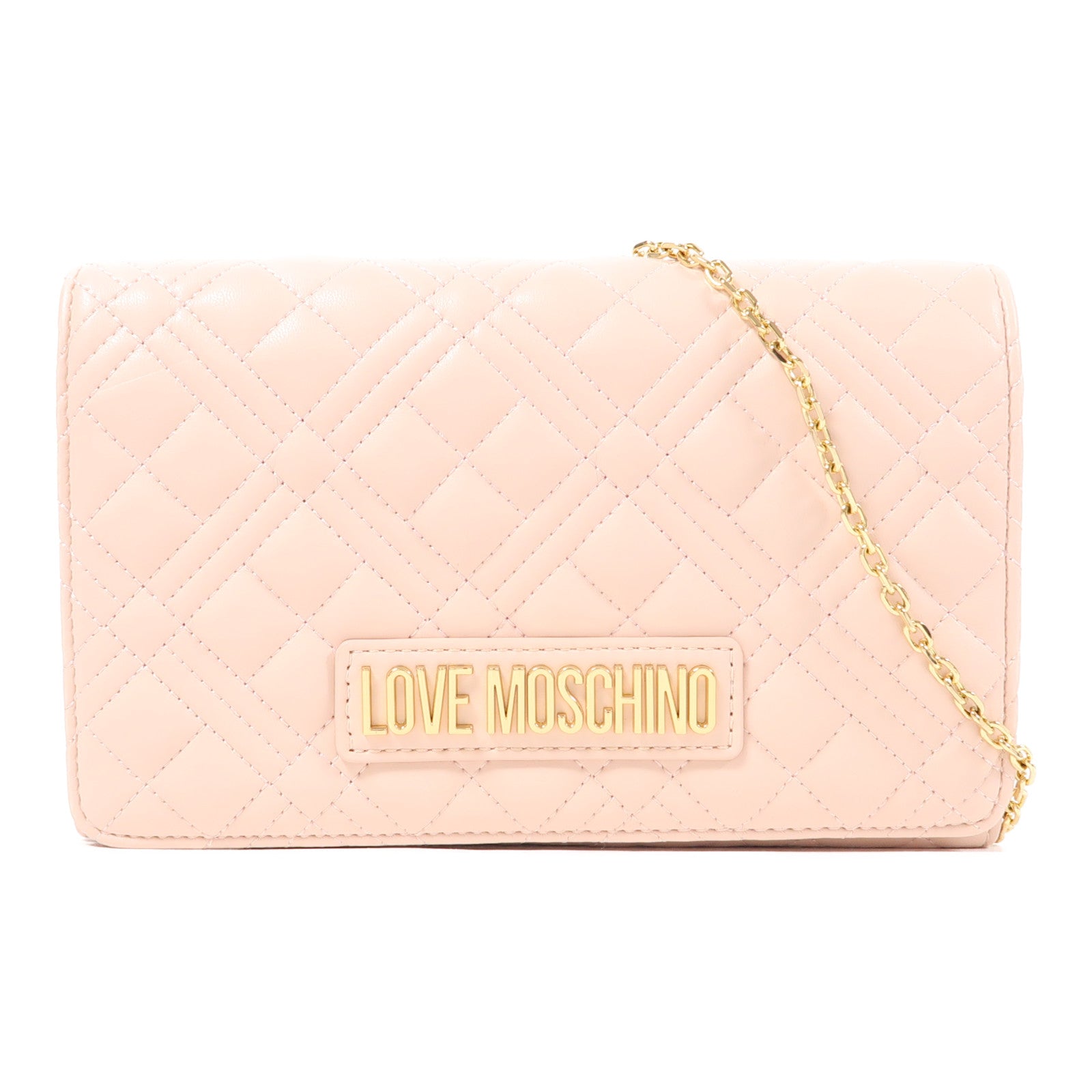 MOSCHINO 羊皮皮革Chain Shoulder金扣鏈帶肩背袋