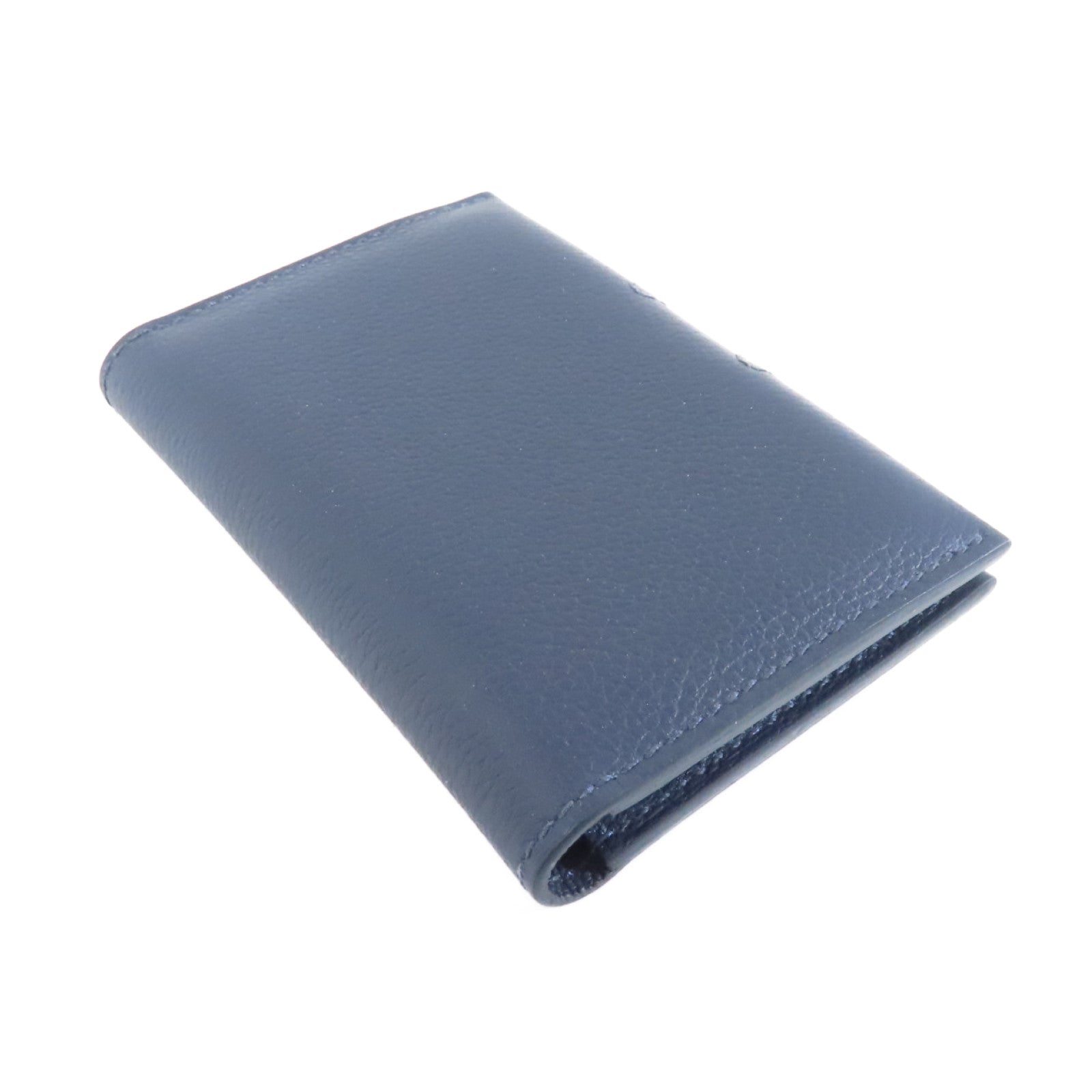 HERMES Evercolor皮革Card Holder銀扣卡片套Bleu Indigo深藍色