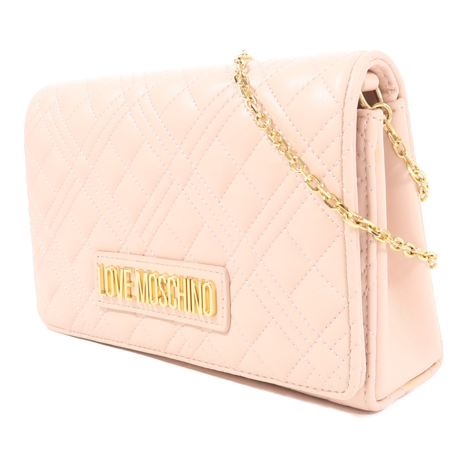 MOSCHINO 羊皮皮革Chain Shoulder金扣鏈帶肩背袋