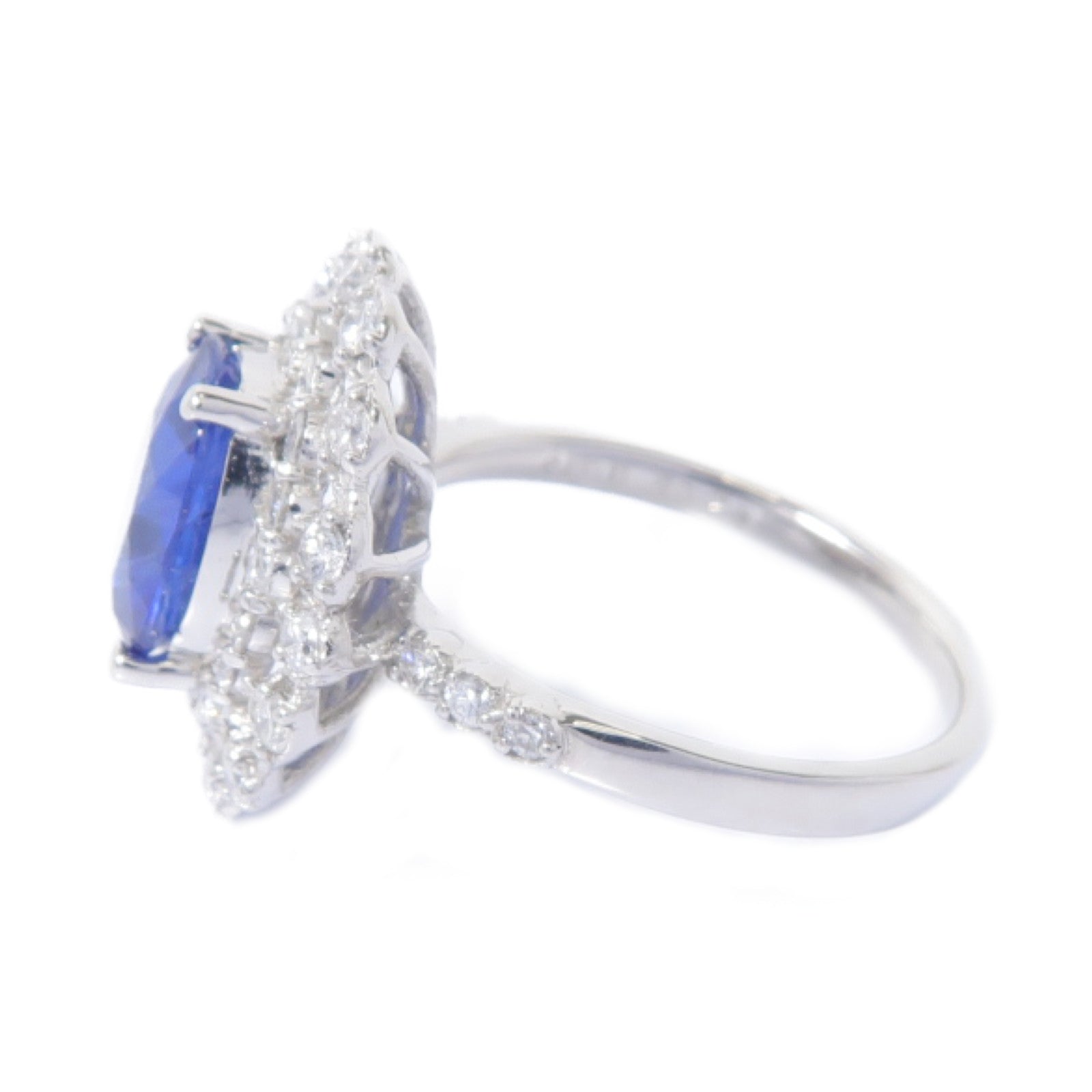 JEWELRY PT900鉑金Sapphire Diamond Ring 2.08ct藍寶石/0.73ct鑽石戒指US#6.25