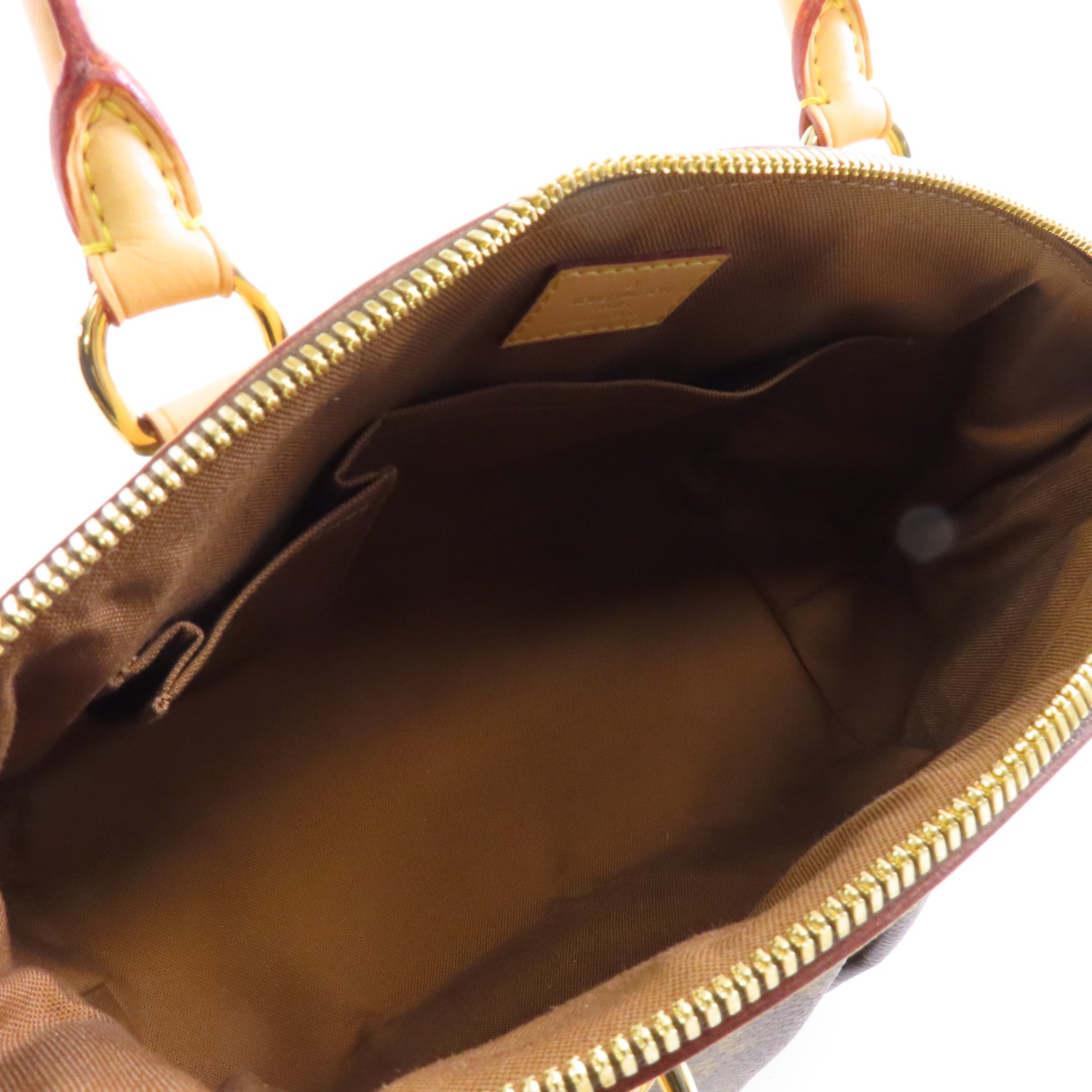 LOUIS VUITTON Monogram Tivoli PM金扣手挽袋棕色