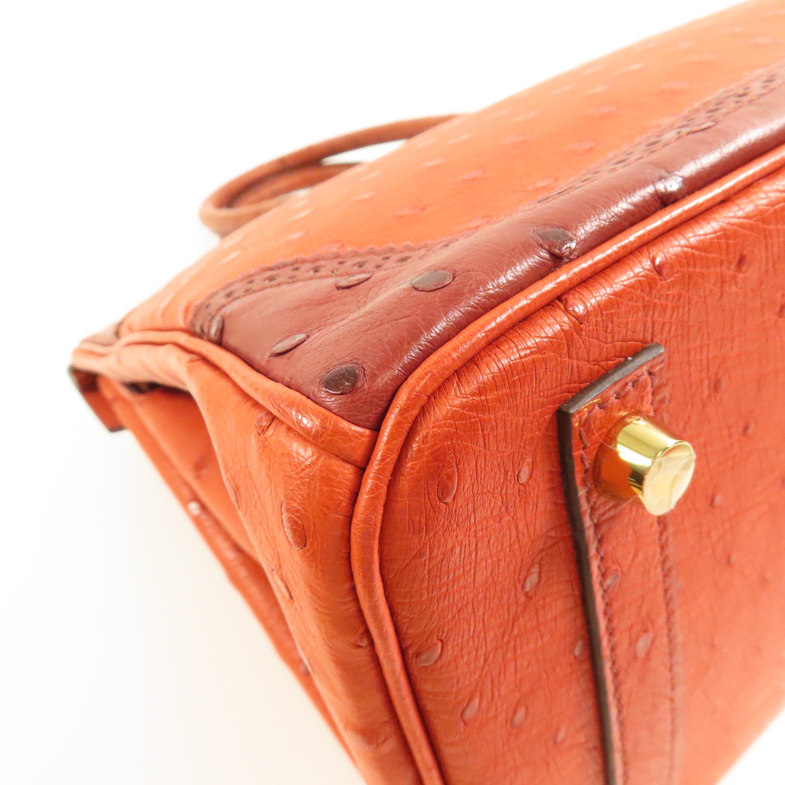 HERMES 【激減優惠】鴕鳥皮革Birkin 30 Ghillies金扣手挽袋