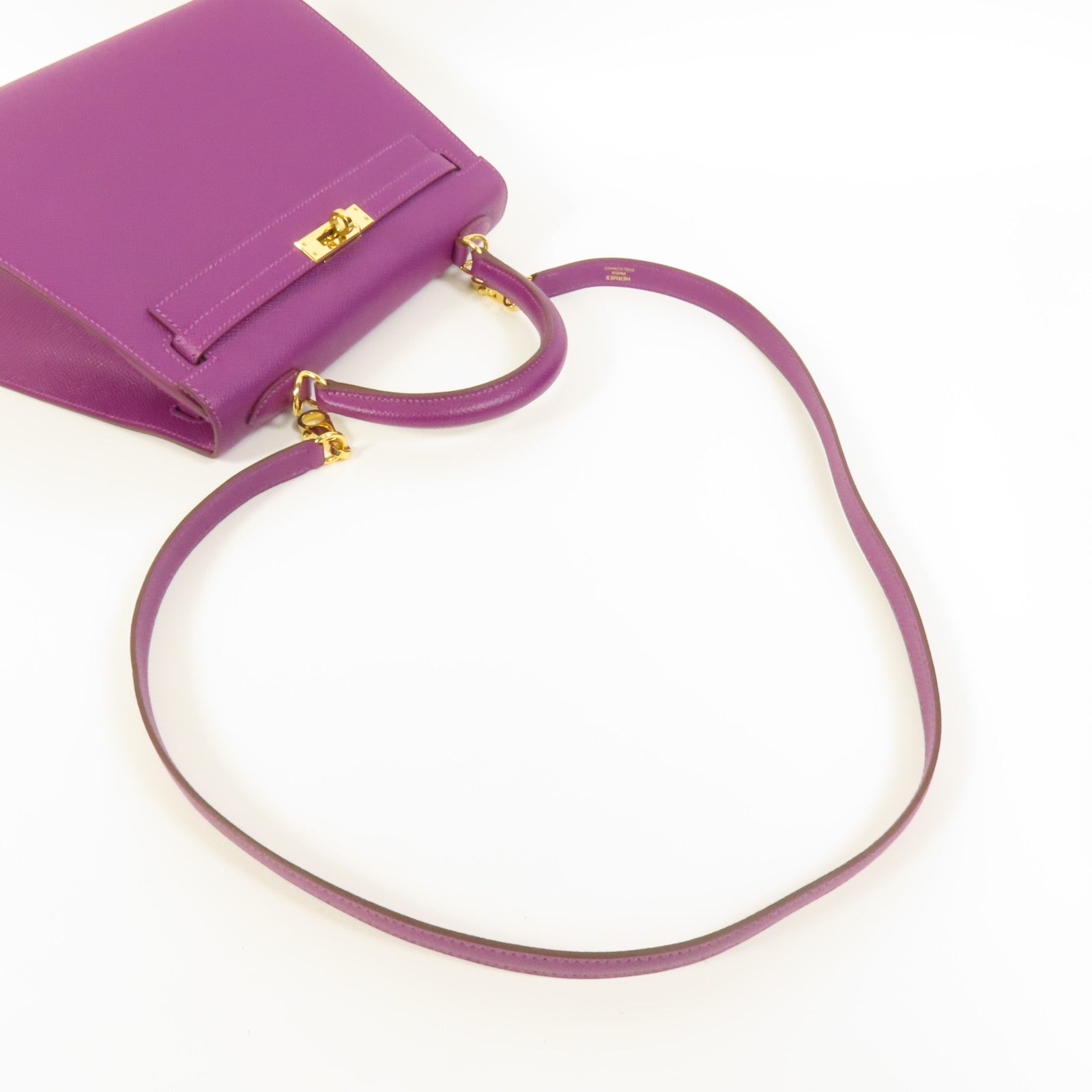 HERMES Epsom皮革Kelly 25金扣手挽肩背兩用袋Anemone