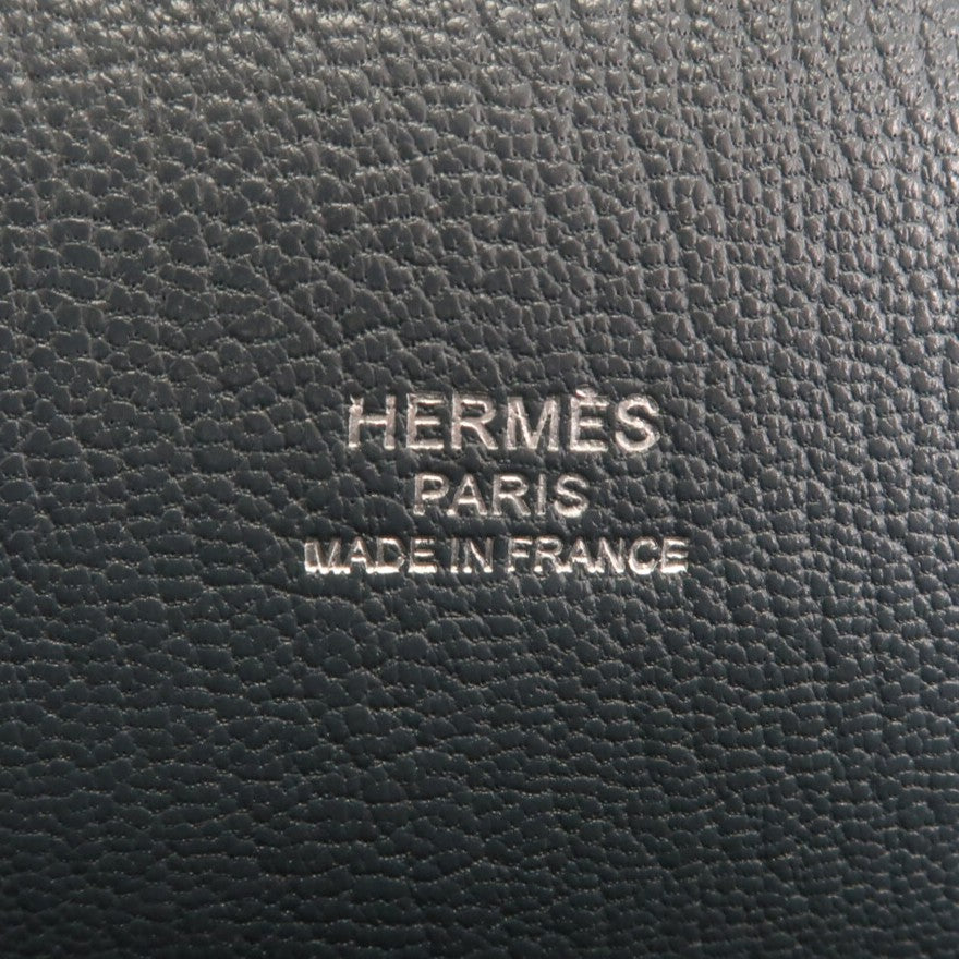 HERMES Clemence皮革Jypsiere 28銀扣肩背袋Blue Orage