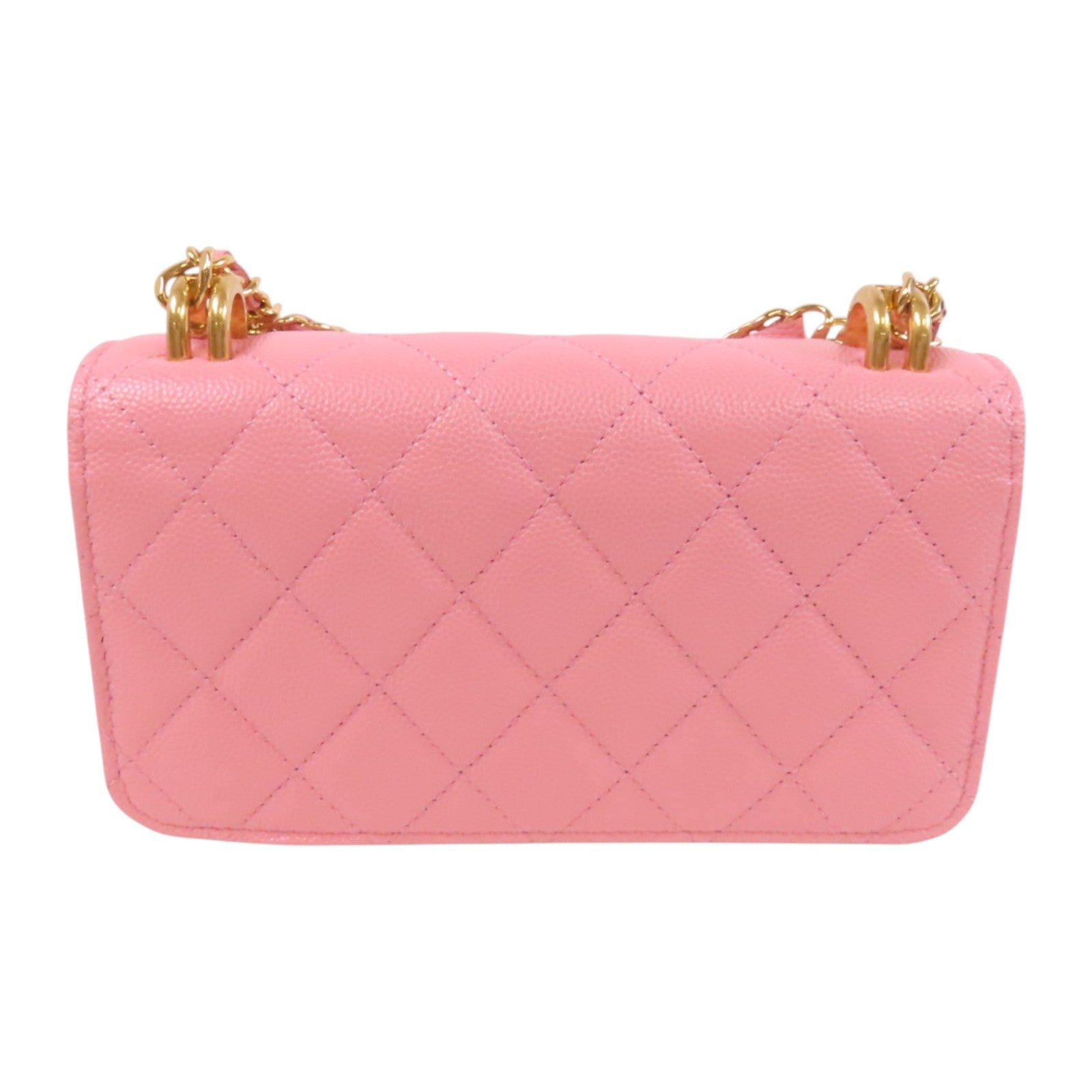 CHANEL 牛皮皮革Chain Shoulder Bag金扣鏈帶手挽肩背兩用袋