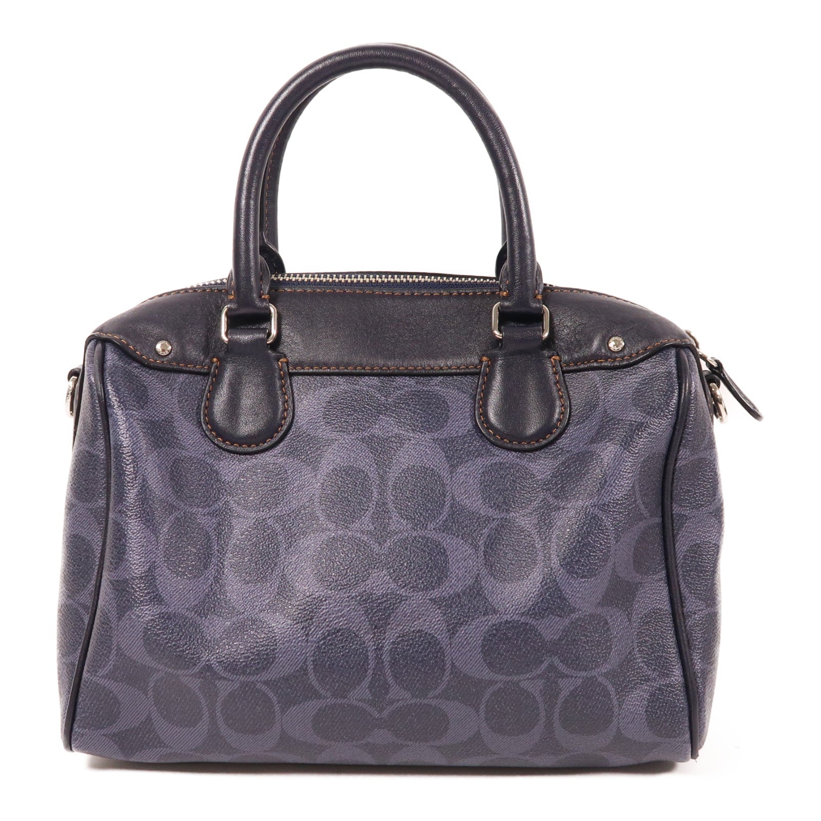 COACH 塗層帆布2 Way Shoulder銀扣手挽肩背兩用袋