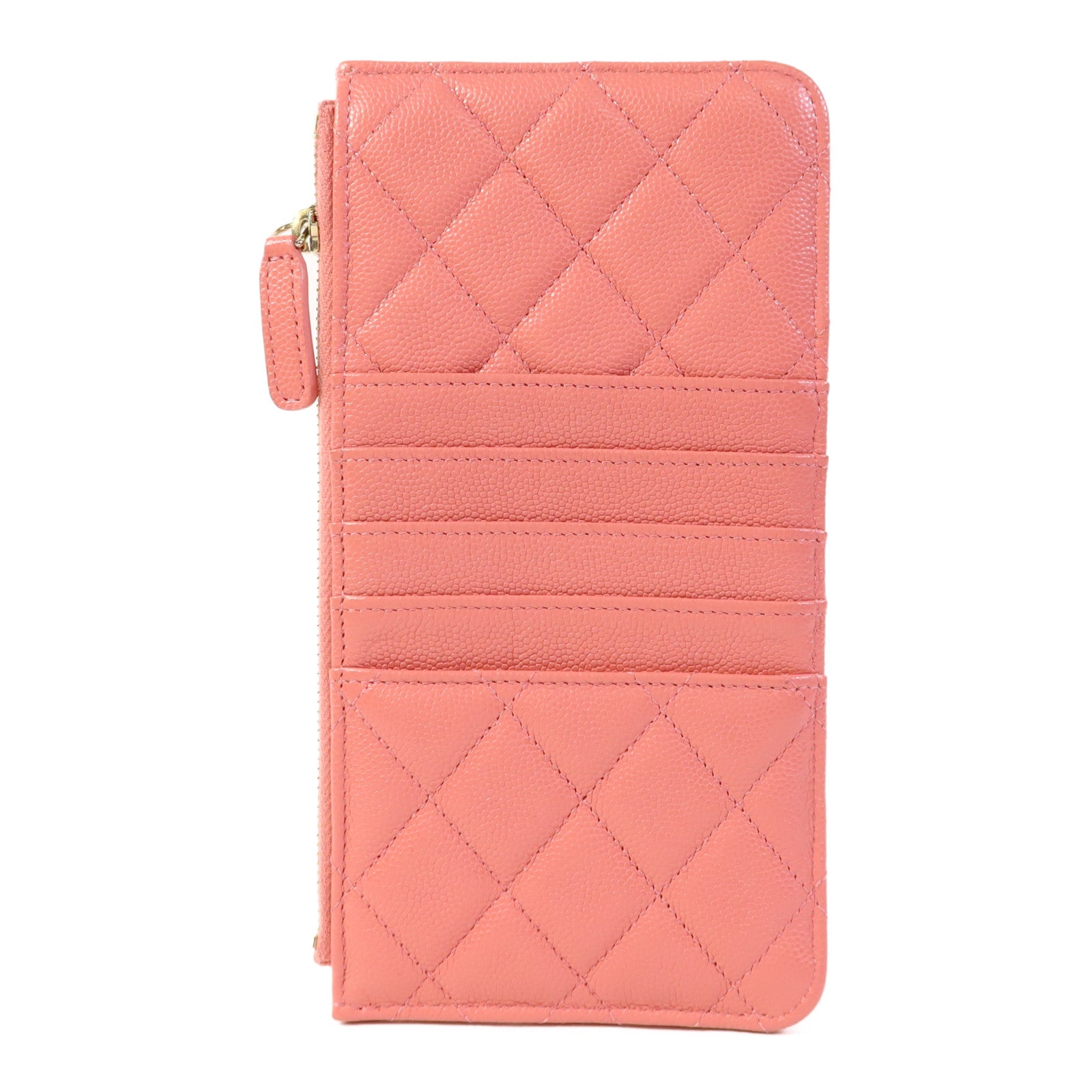 CHANEL 牛皮皮革Zipper Long Wallet銀扣長錢包