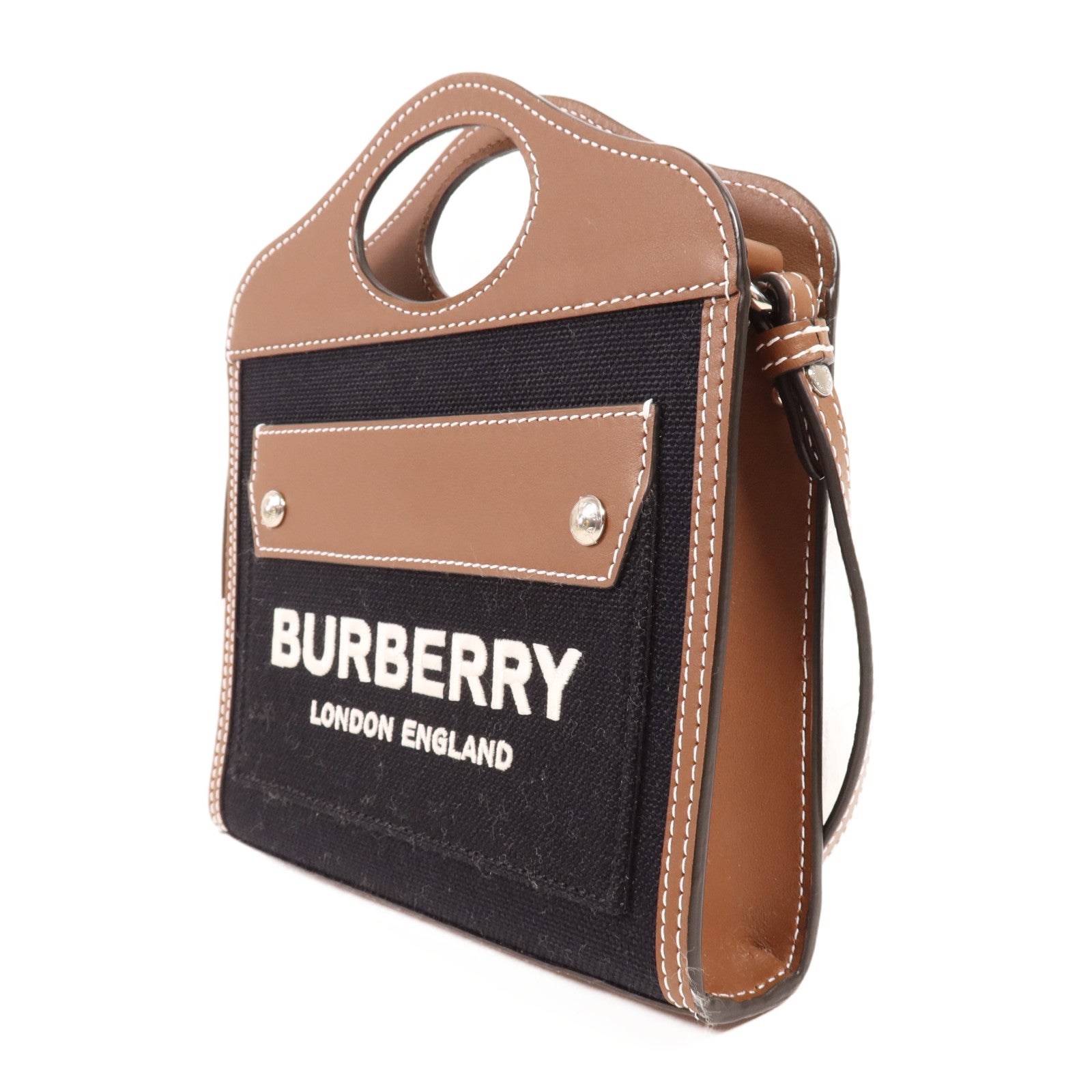 BURBERRY 帆布Shoulder Bag銀扣手挽肩背兩用袋