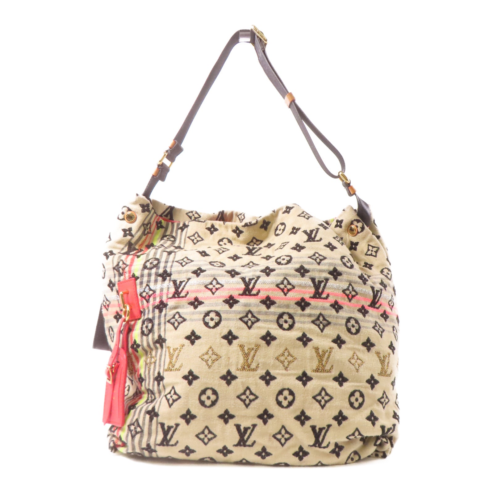 LOUIS VUITTON 帆布Bohemian金扣肩背袋米色/黑色
