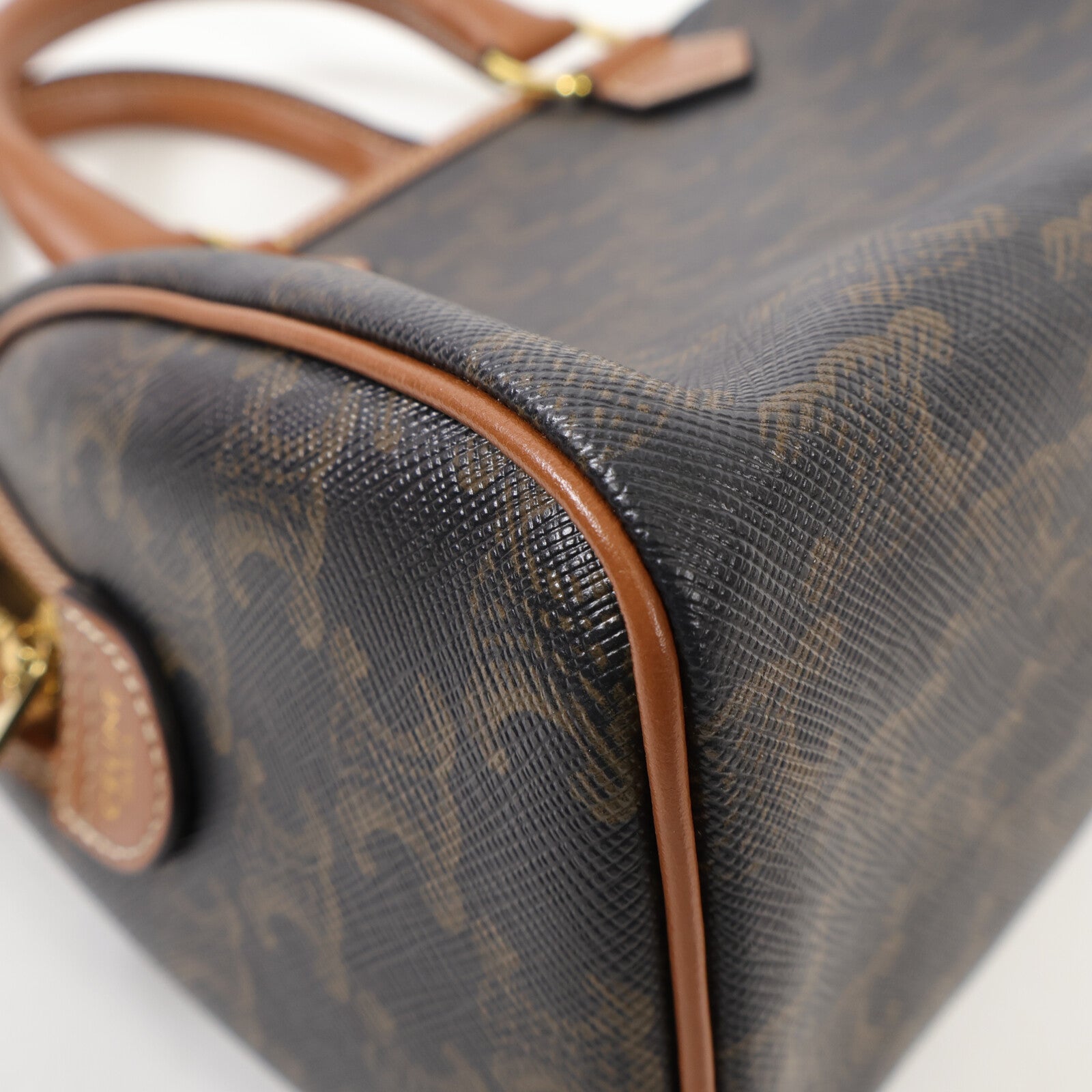 CELINE 塗層帆布Small Boston金扣手挽肩背兩用袋