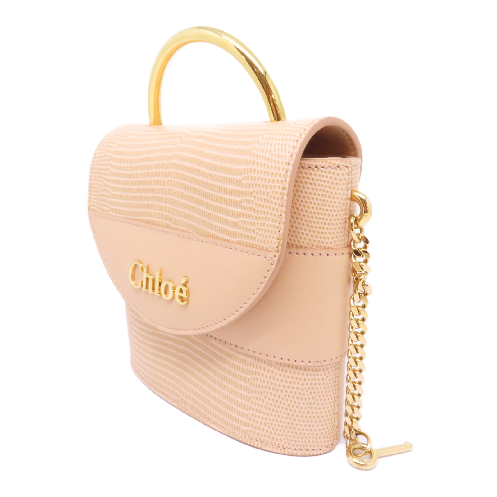 Chloe 【激減優惠】牛皮皮革Aby Lock金扣手挽鍊帶肩背兩用袋米色