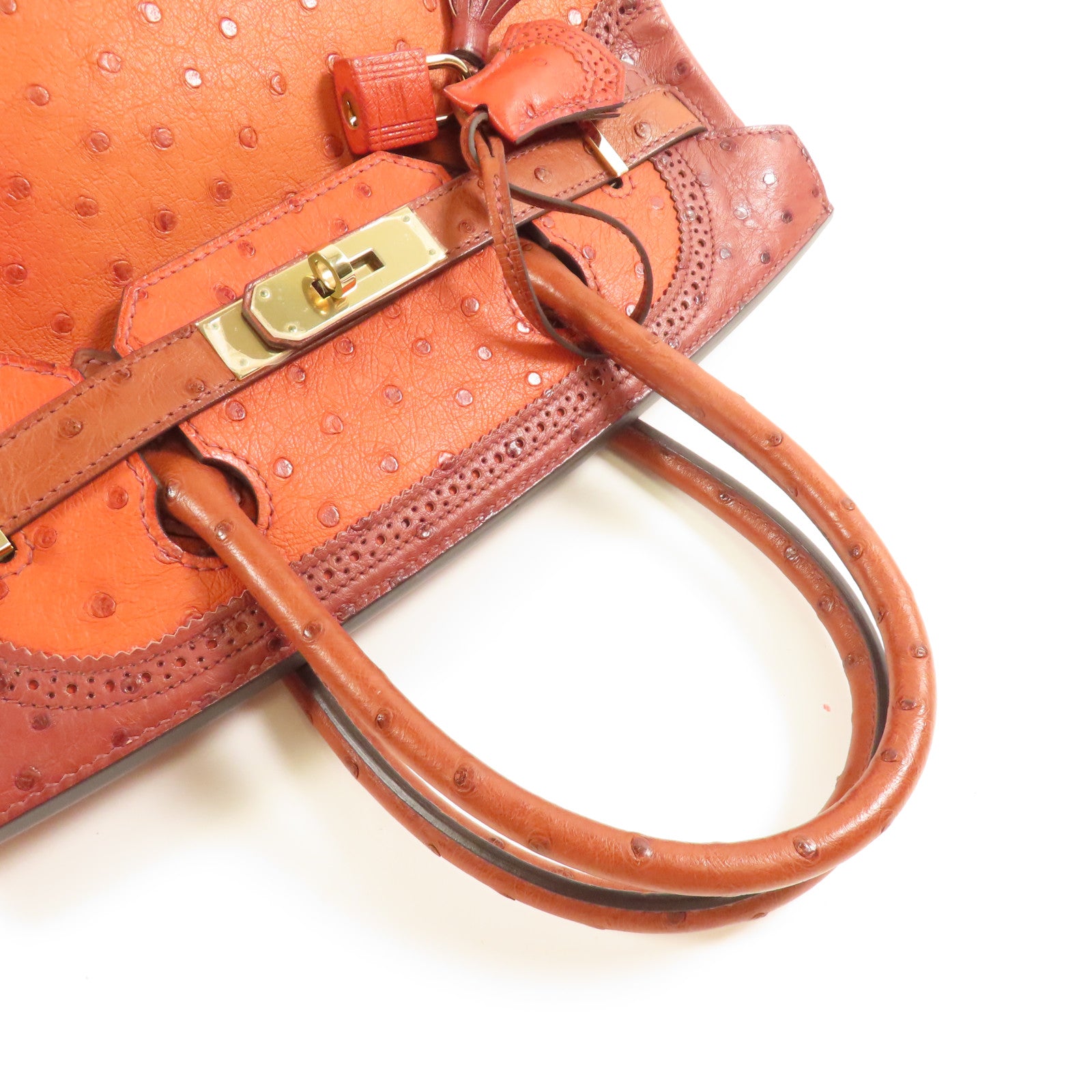 HERMES 【激減優惠】鴕鳥皮革Birkin 30 Ghillies金扣手挽袋