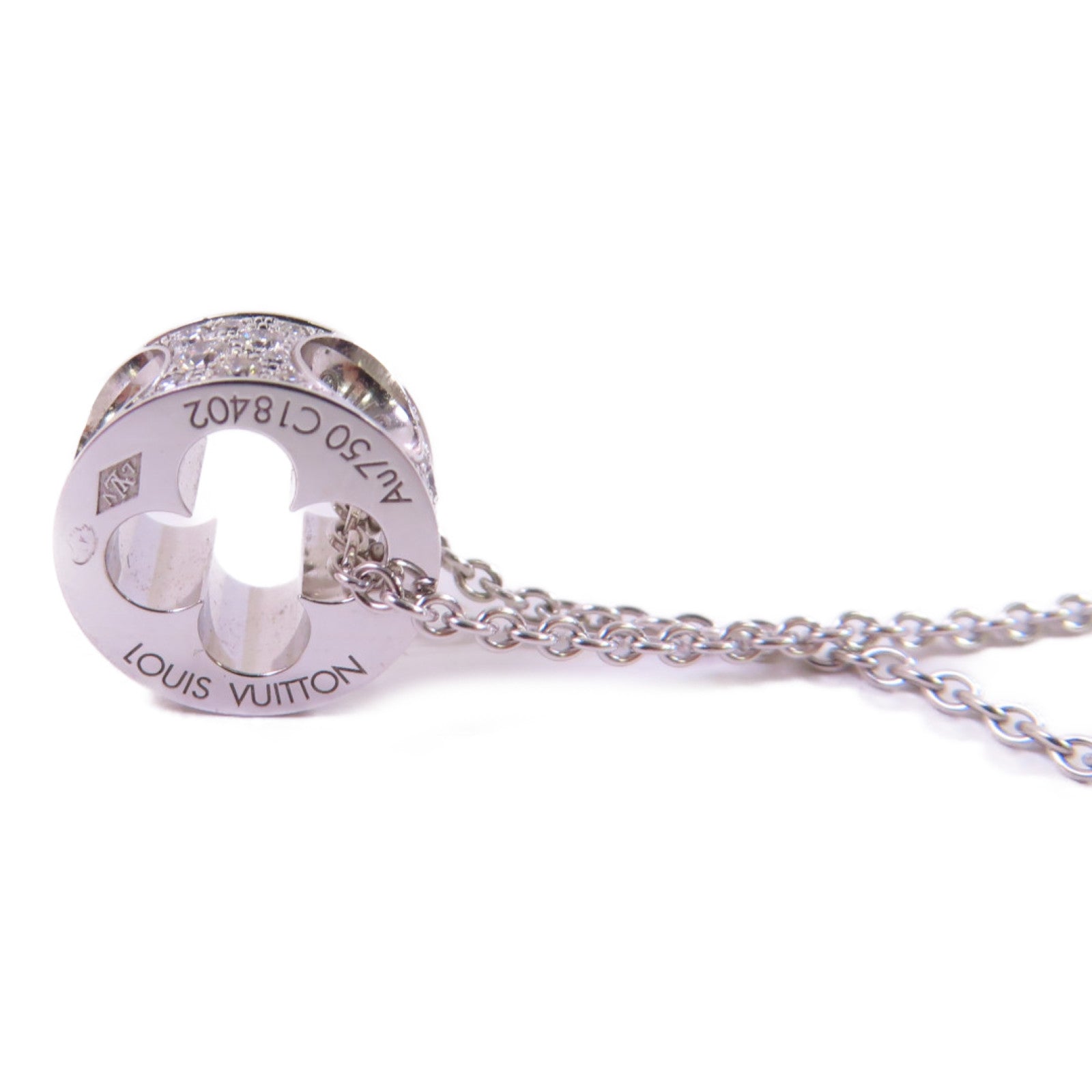 LOUIS VUITTON 18K白金/鑽石Empreinte Diamond Necklace項鏈銀色