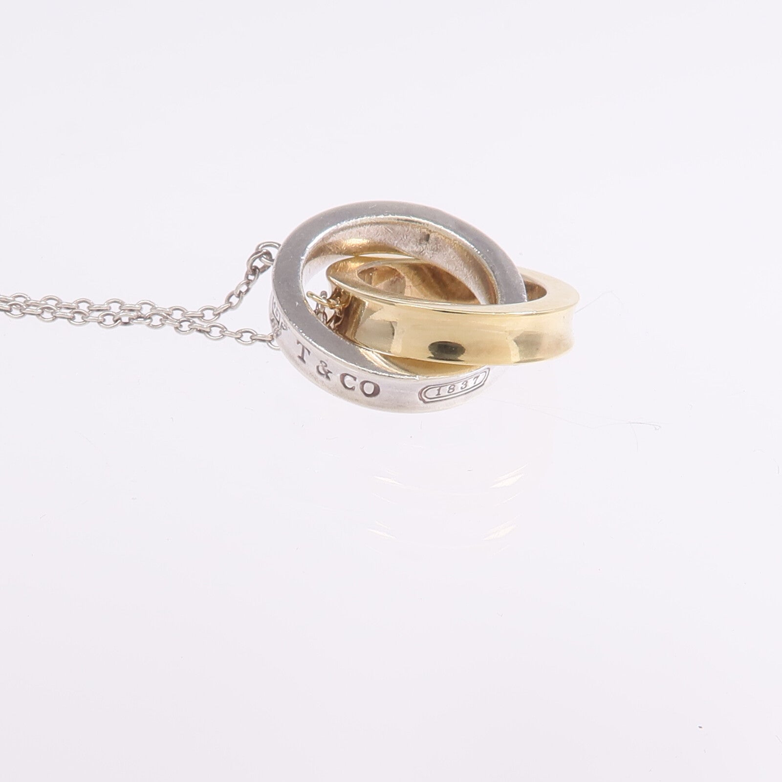 TIFFANY＆CO 18K黃金/925純銀1837 Interlocking Circles Necklace項鍊