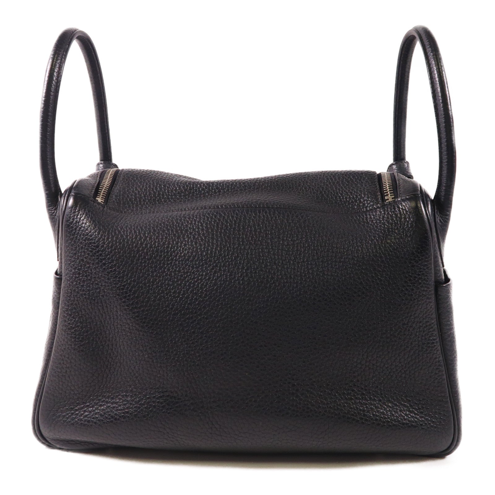 HERMES Clemence皮革Lindy 30銀扣手挽肩背兩用袋Noir