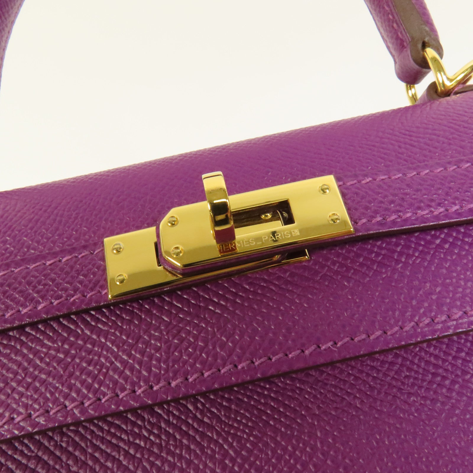 HERMES Epsom皮革Kelly 25金扣手挽肩背兩用袋Anemone