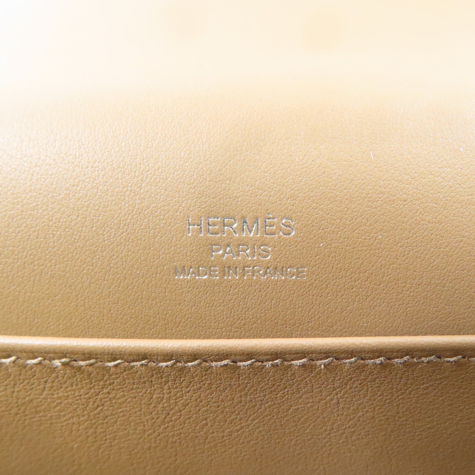HERMES Chevre皮革Geta銀扣肩背袋Etoupe/大象灰色