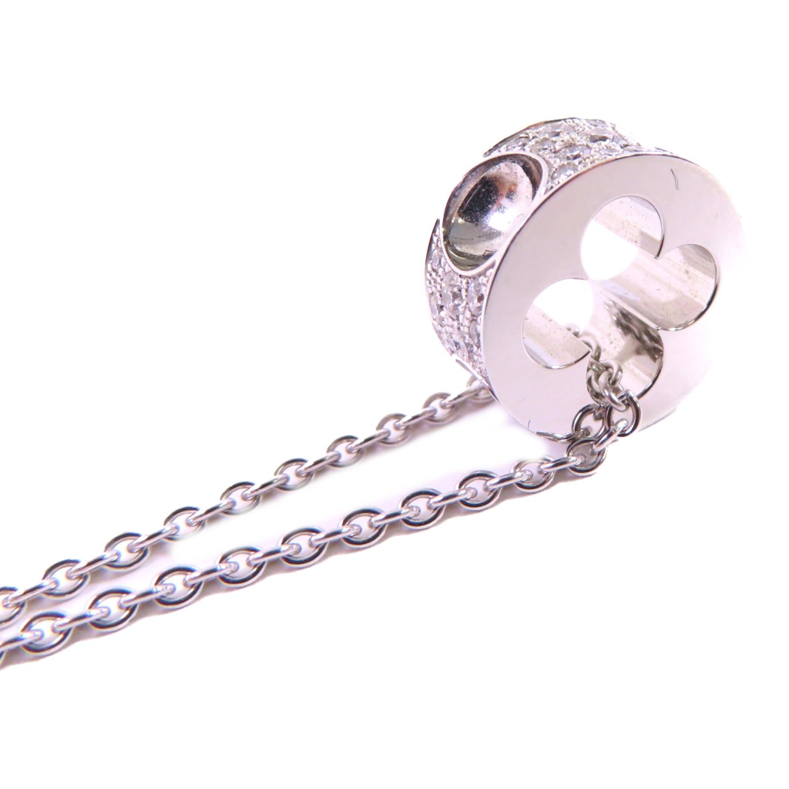 LOUIS VUITTON 18K白金/鑽石Empreinte Diamond Necklace項鏈銀色