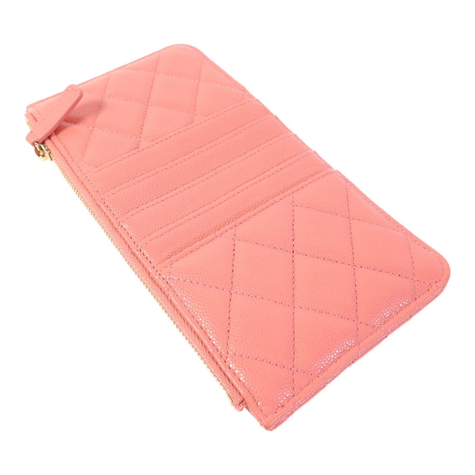 CHANEL 牛皮皮革Zipper Long Wallet銀扣長錢包
