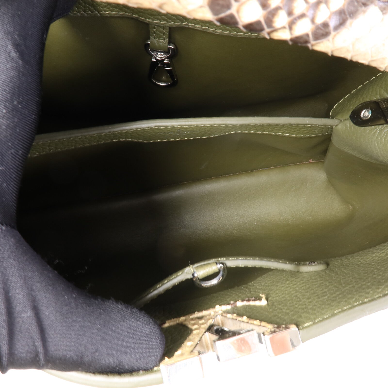 LOUIS VUITTON Taurillon/蛇皮皮革Capucines MM手挽肩背兩用袋