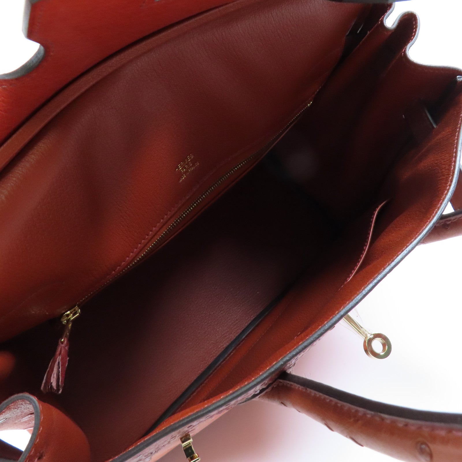 HERMES 【激減優惠】鴕鳥皮革Birkin 30 Ghillies金扣手挽袋