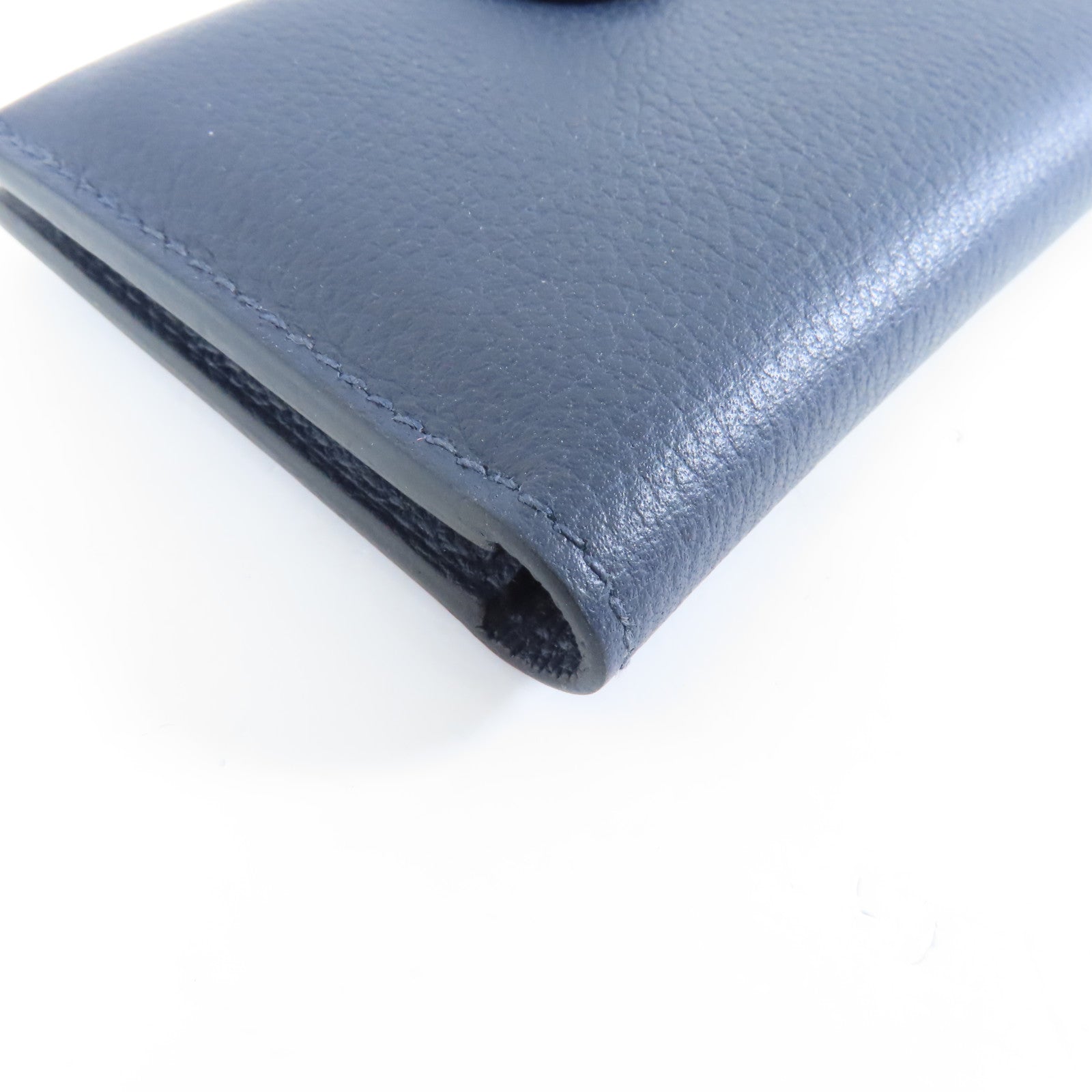 HERMES Evercolor皮革Card Holder銀扣卡片套Bleu Indigo深藍色