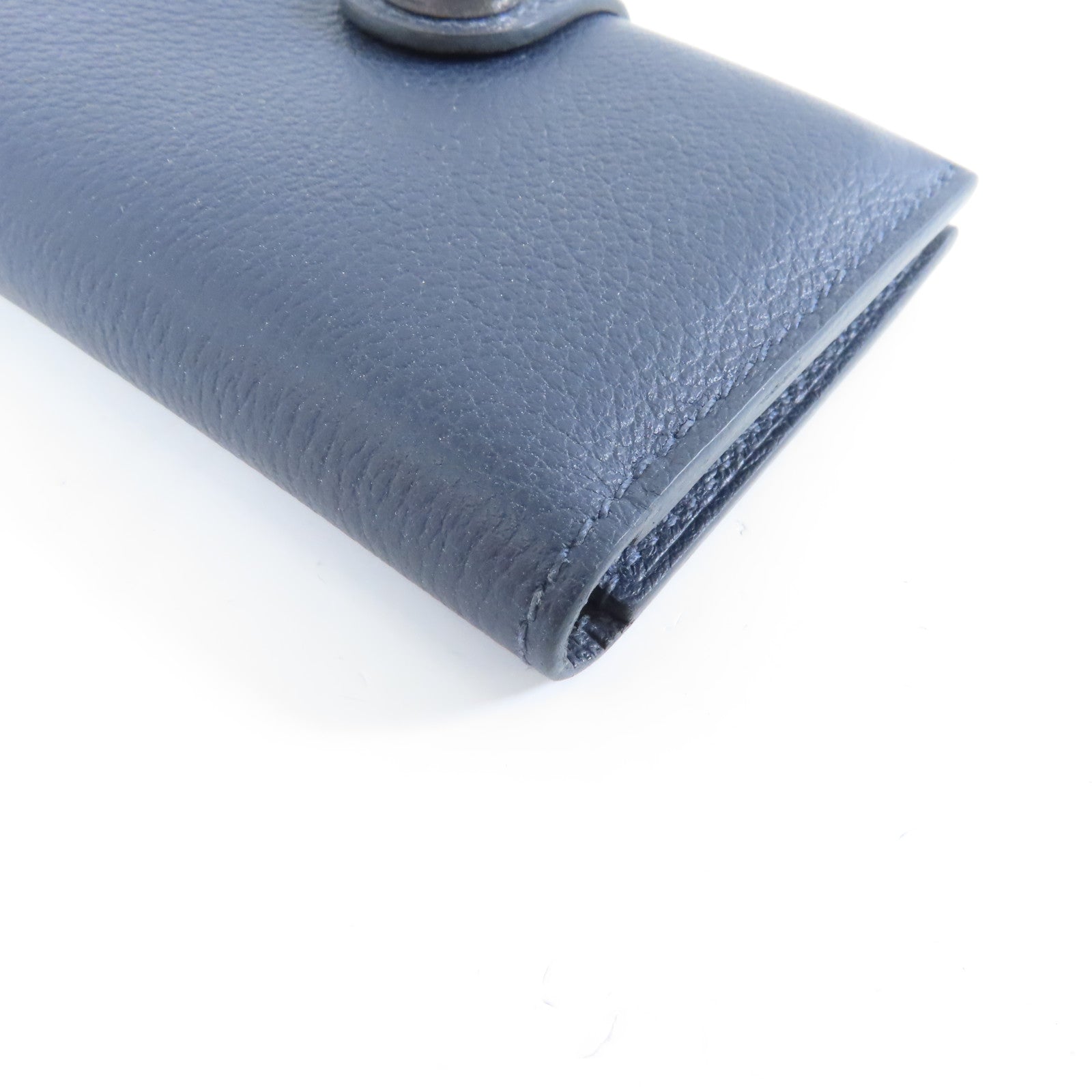 HERMES Evercolor皮革Card Holder銀扣卡片套Bleu Indigo深藍色