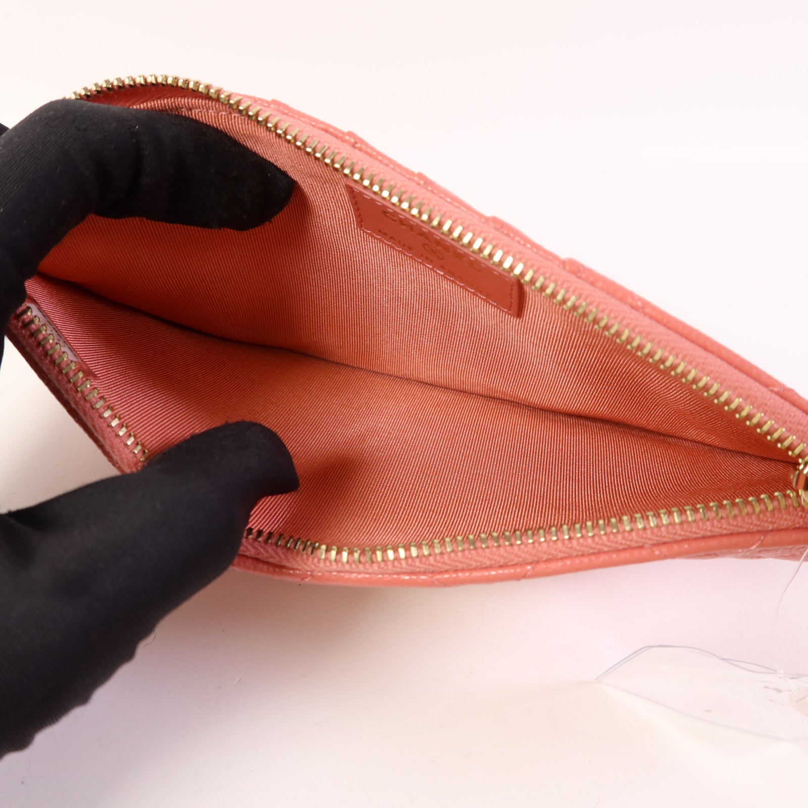 CHANEL 牛皮皮革Zipper Long Wallet銀扣長錢包