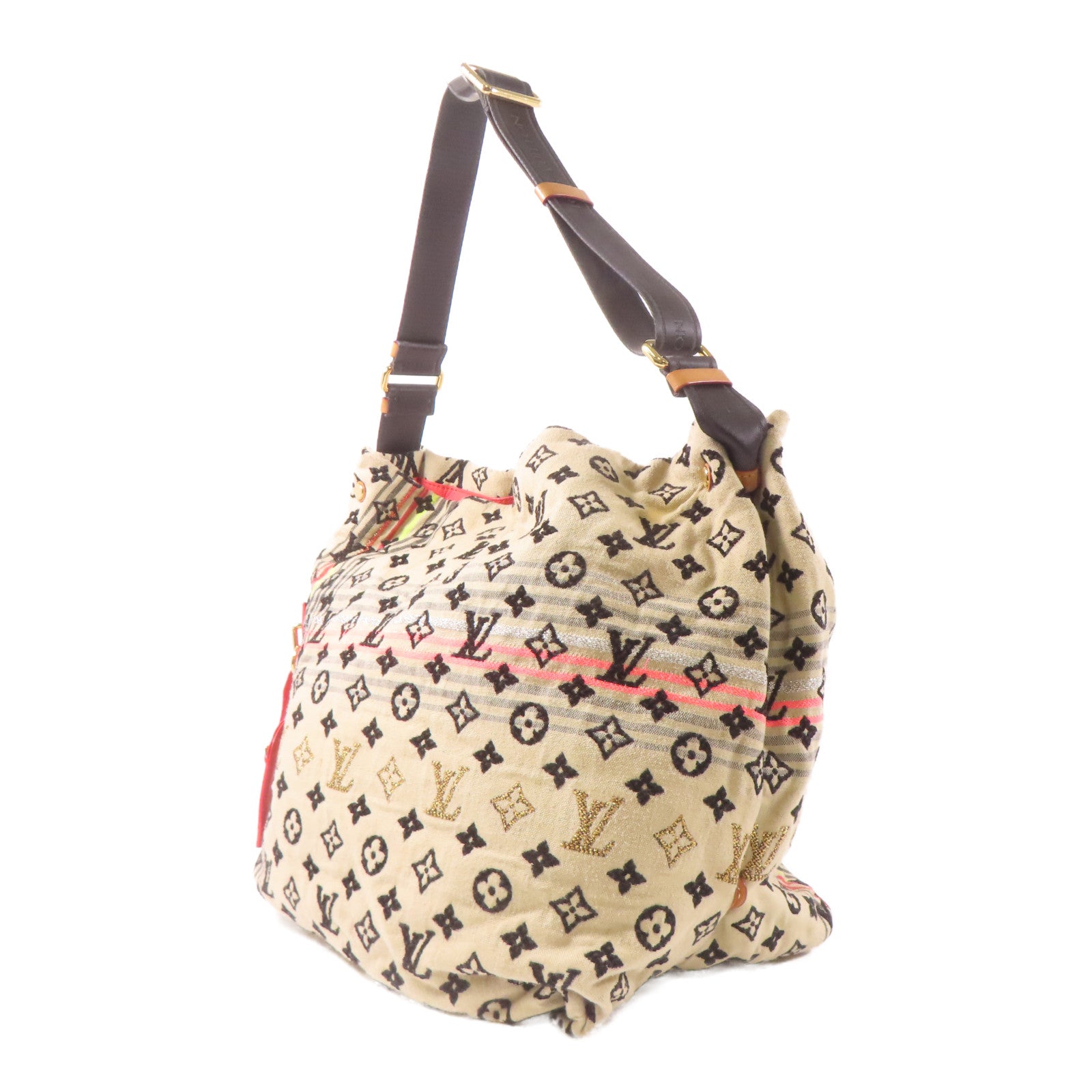 LOUIS VUITTON 帆布Bohemian金扣肩背袋米色/黑色