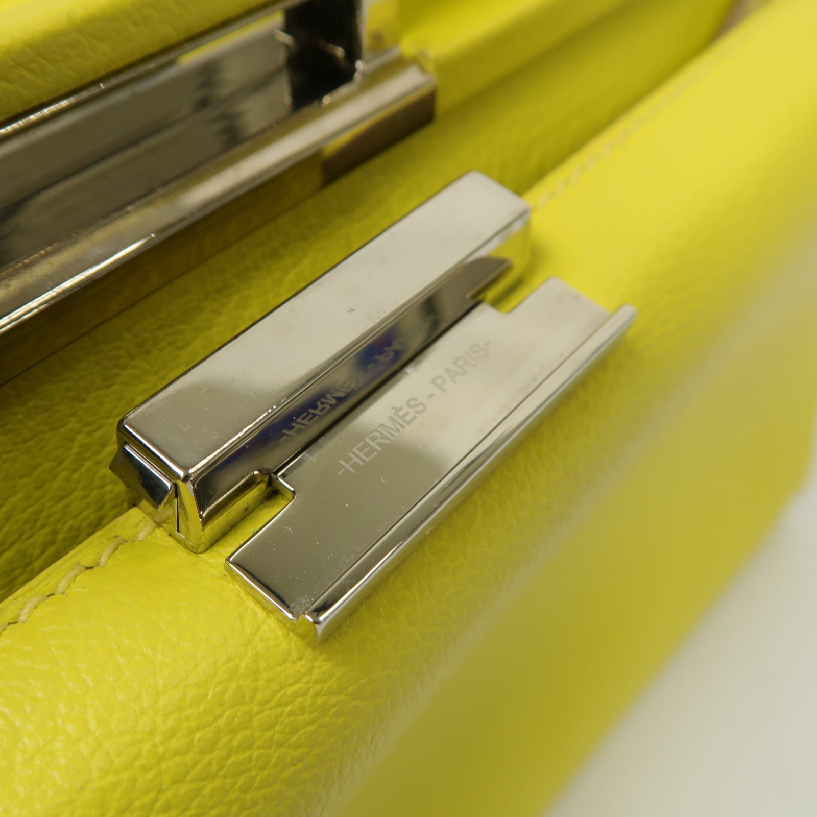 HERMES Evercolor皮革Clic H 21銀扣肩背袋黃色
