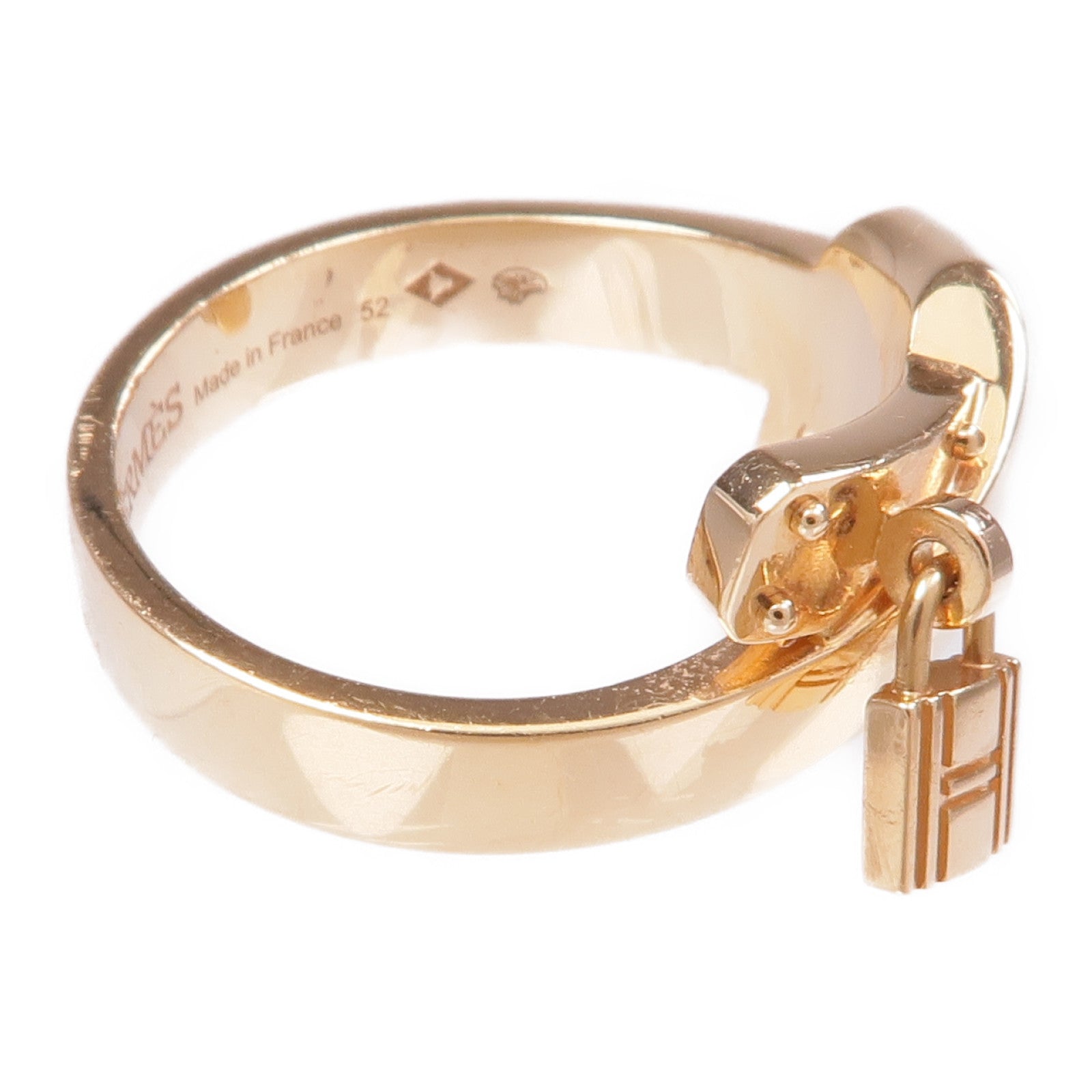 HERMES 18K玫瑰金Kelly Gavroche Ring戒指Hermes#52/US#6