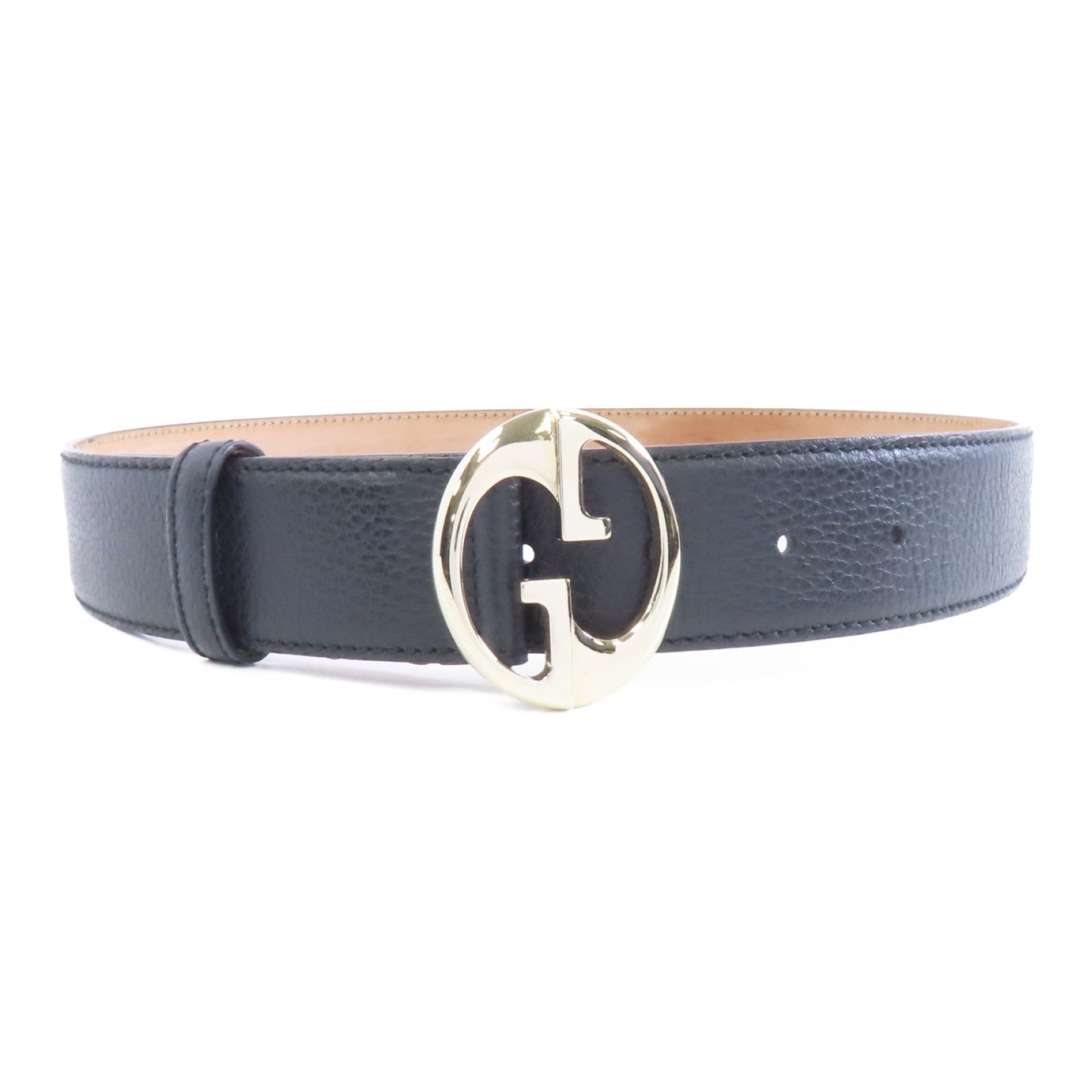 GUCCI 牛皮皮革Belt金扣皮帶黑色