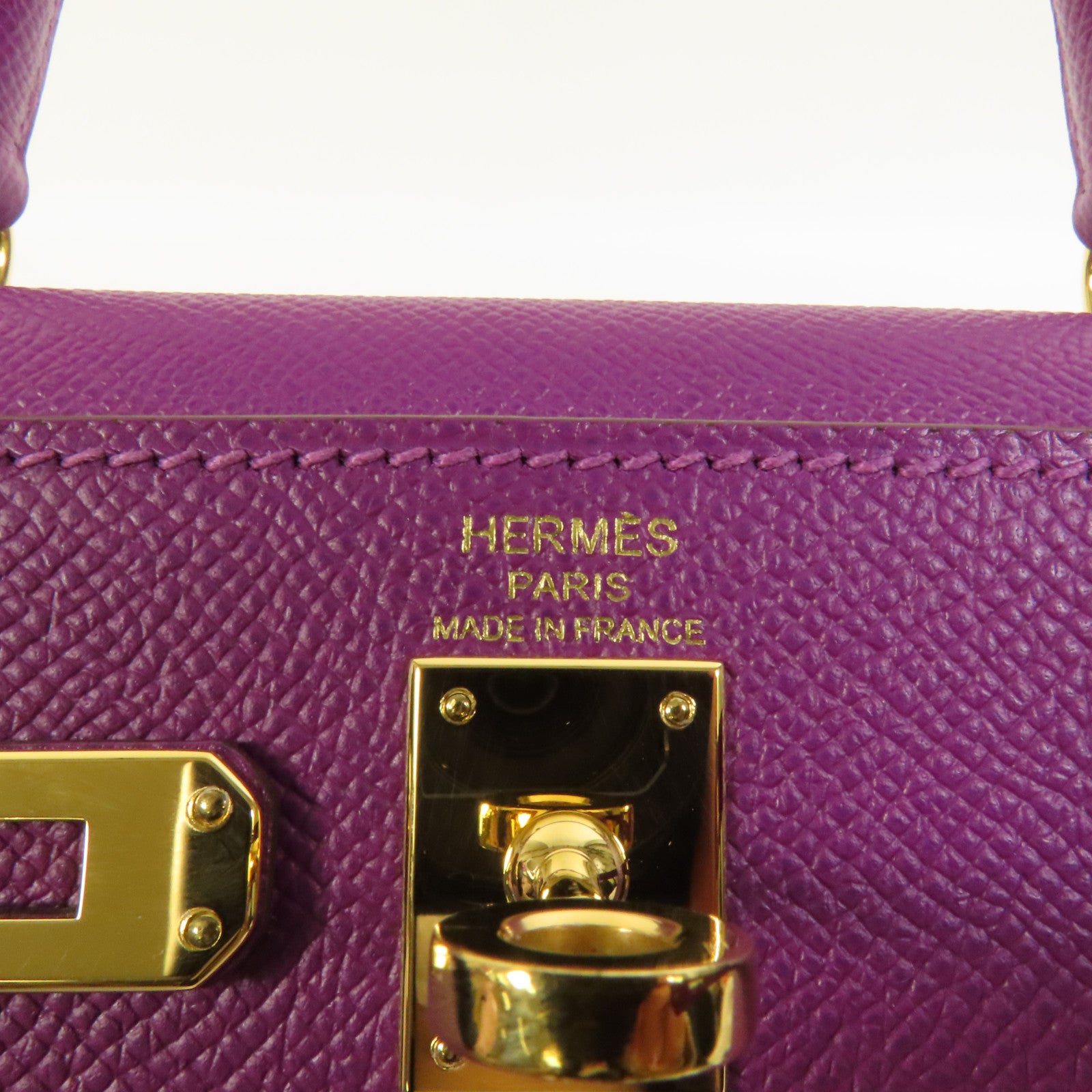 HERMES Epsom皮革Kelly 25金扣手挽肩背兩用袋Anemone