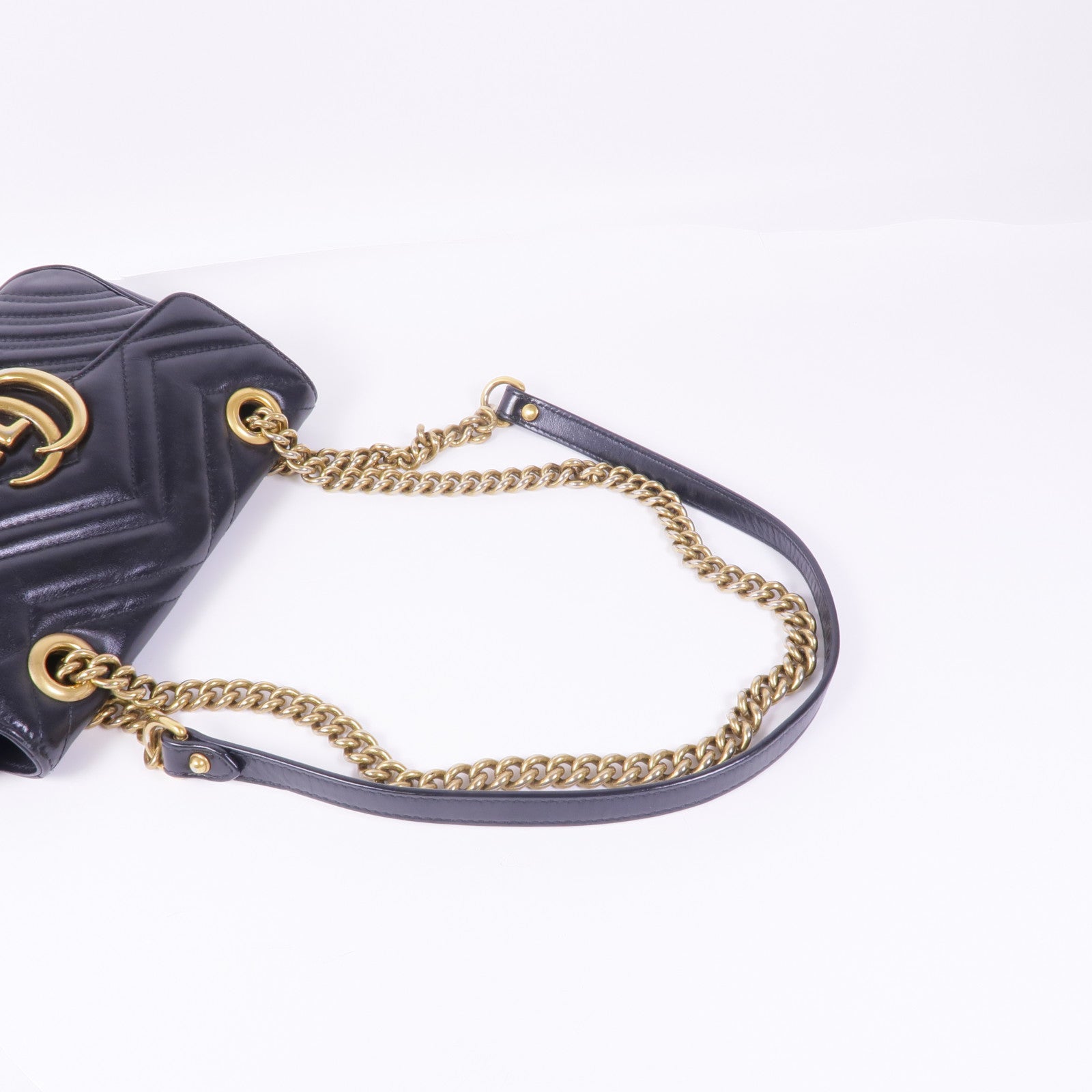 GUCCI 牛皮皮革GG Marmont金扣鏈帶肩背袋