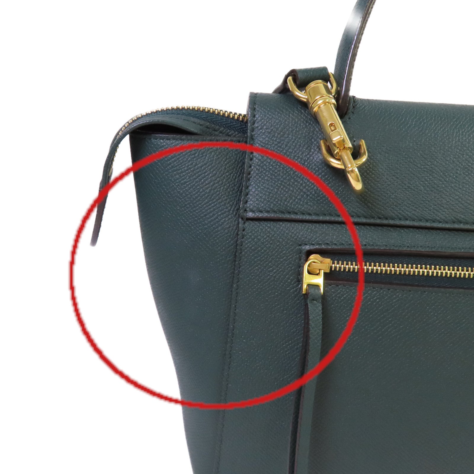CELINE 牛皮皮革Belt 2Way Bag金扣手挽肩背兩用袋綠色