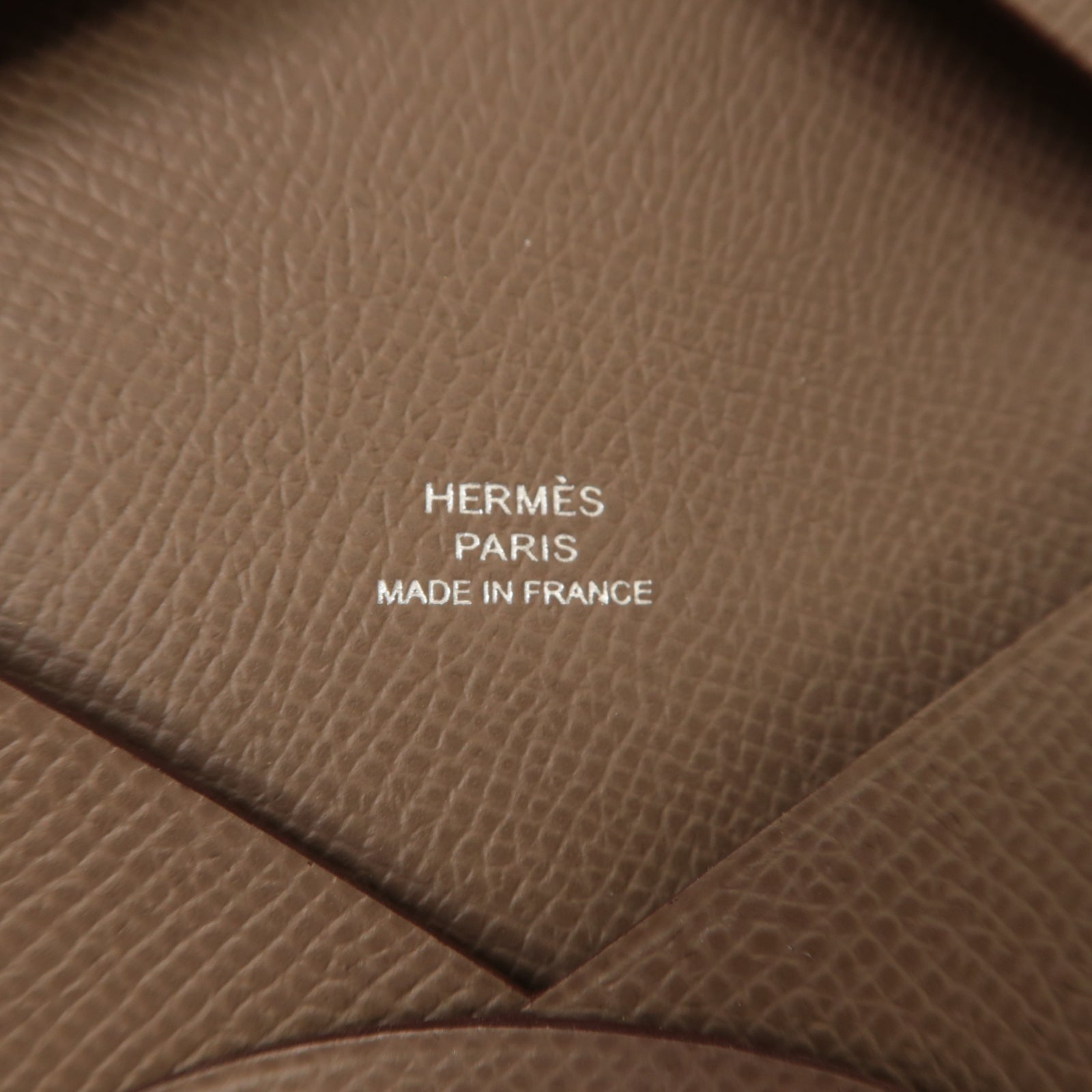 HERMES 【激減優惠】Epsom皮革Calvi銀扣卡片套大象灰色