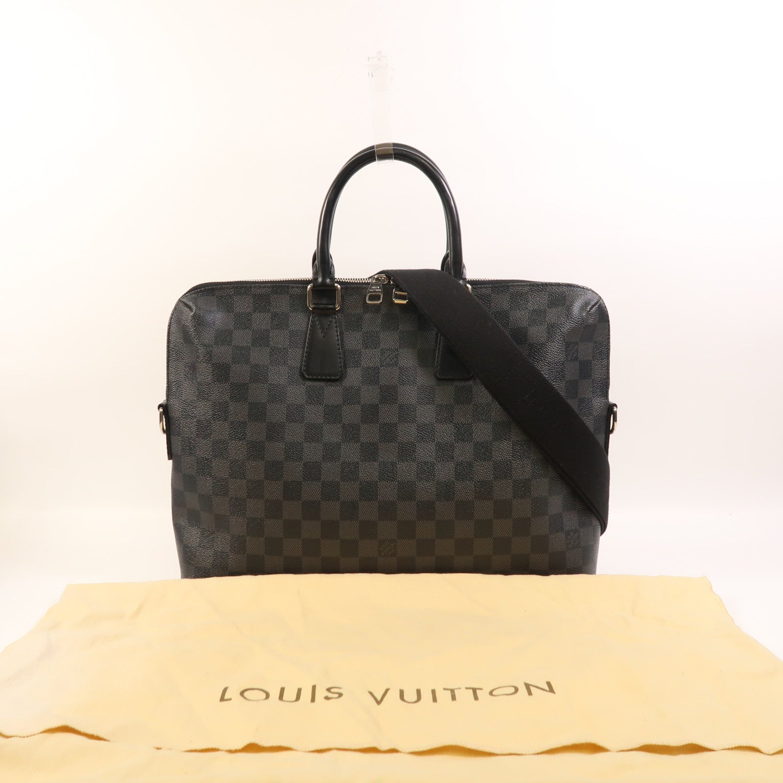 LOUIS VUITTON Damier Graphite Porte Document Jour Business Bag銀扣手挽袋