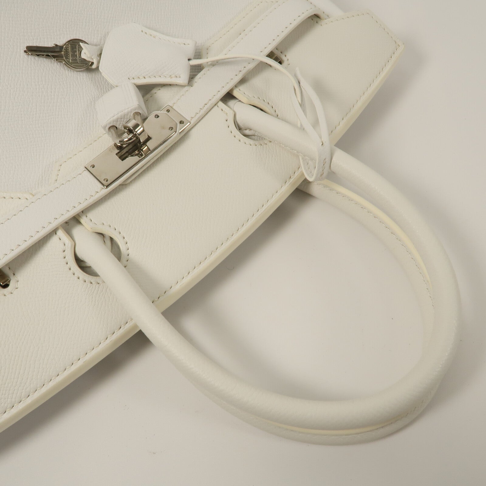 HERMES Epsom皮革Birkin 30手挽袋Blanc