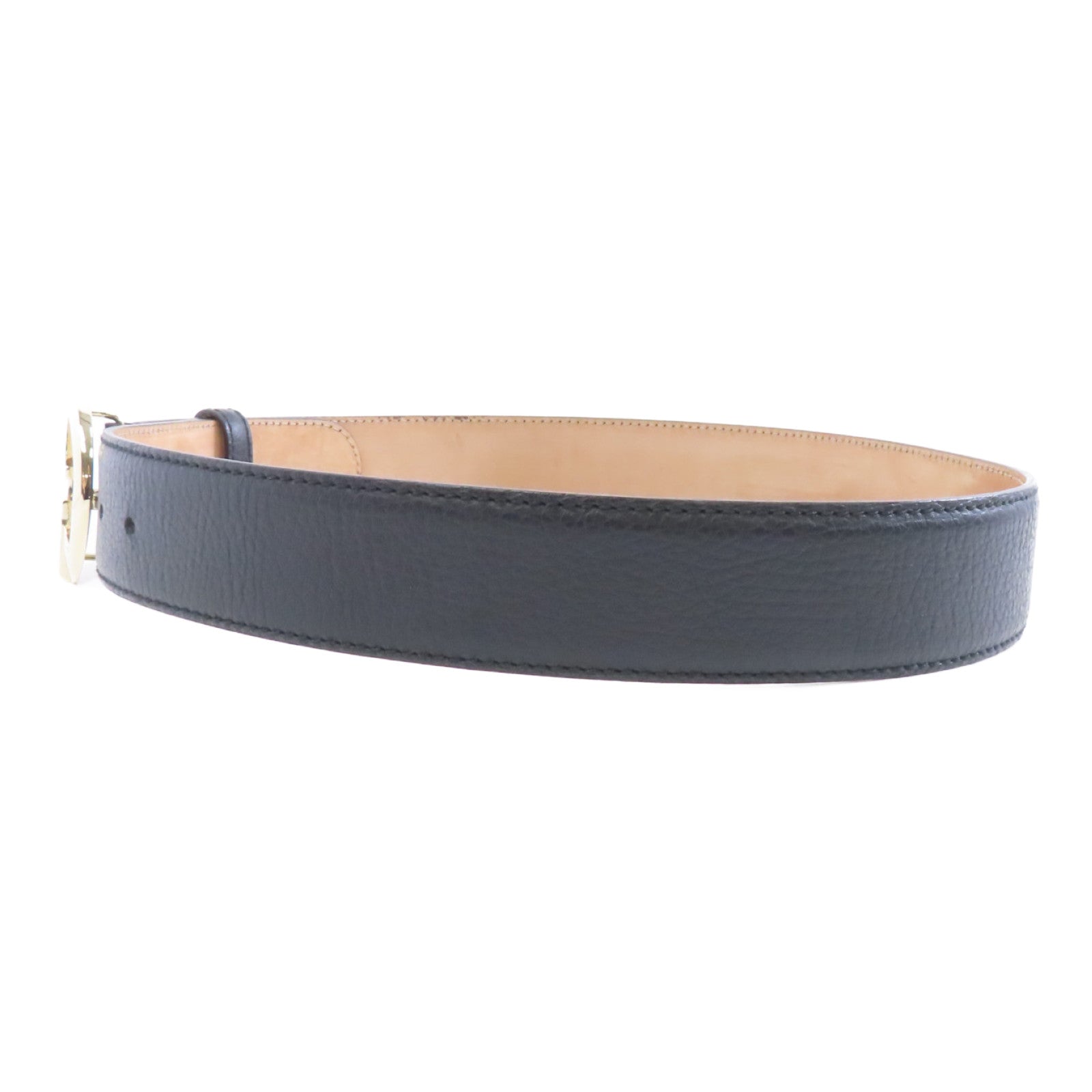 GUCCI 牛皮皮革Belt金扣皮帶黑色
