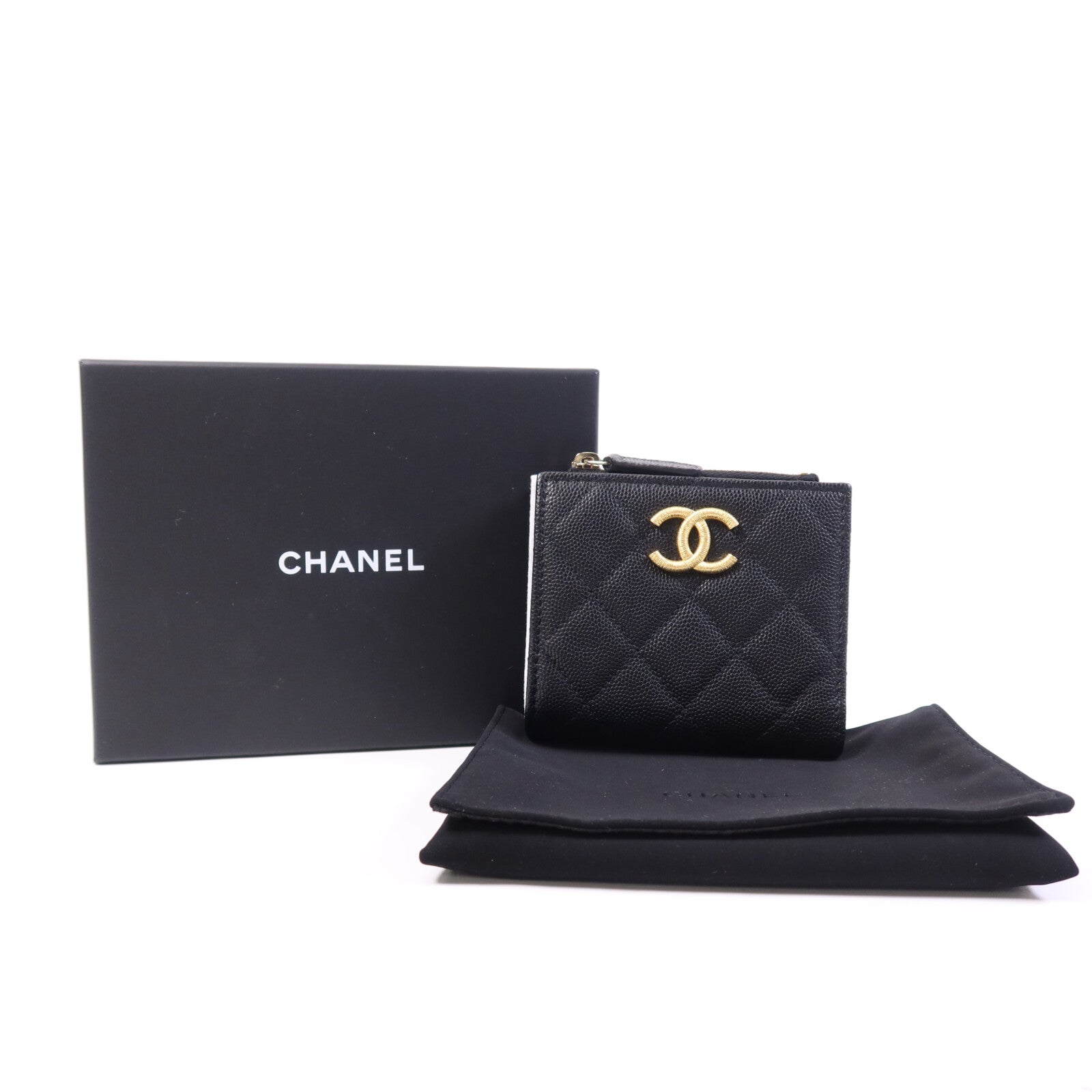 CHANEL 牛皮皮革Wallet金扣錢包
