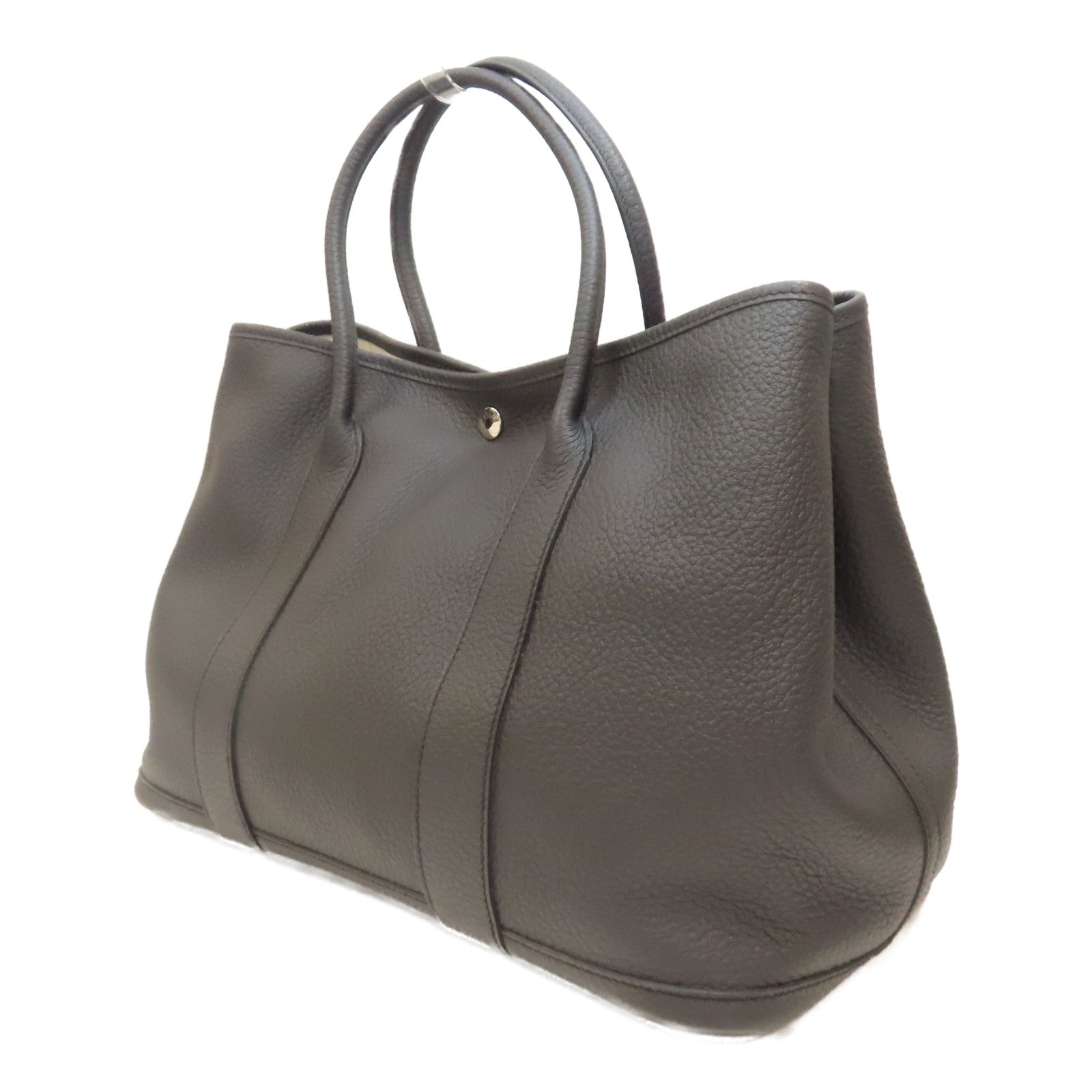 HERMES Negonda皮革GardenParty PM銀扣手挽袋黑色
