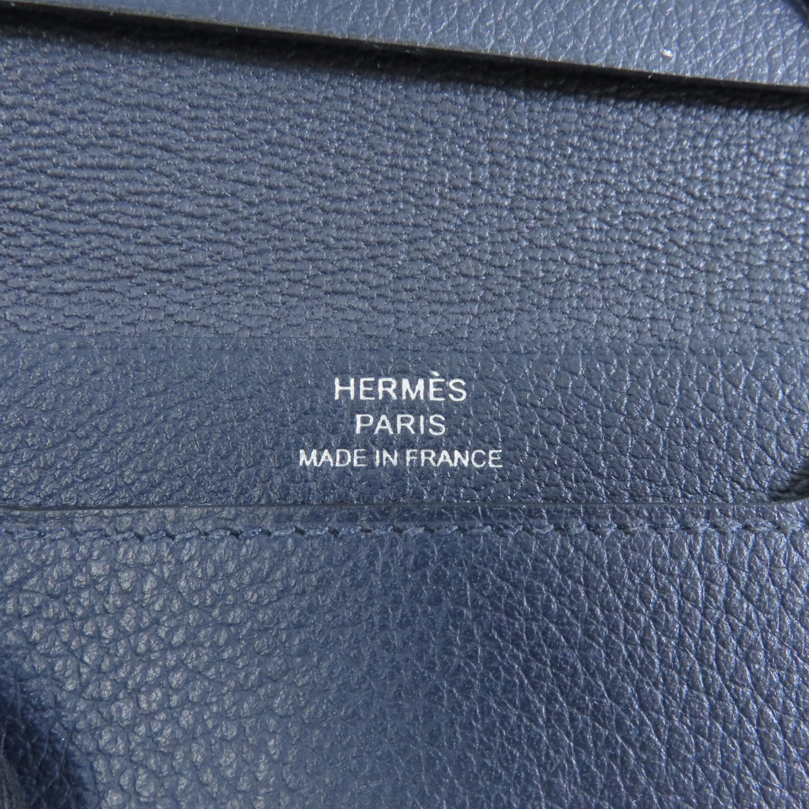 HERMES Evercolor皮革Card Holder銀扣卡片套Bleu Indigo深藍色