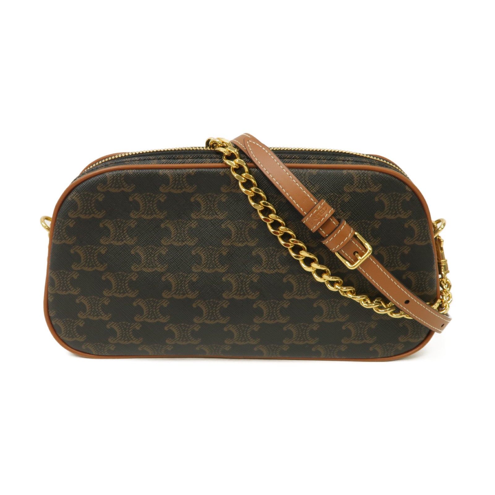 CELINE 牛皮皮革/帆布Triomphe Shoulder 2 Way Bag金扣手挽肩背兩用袋